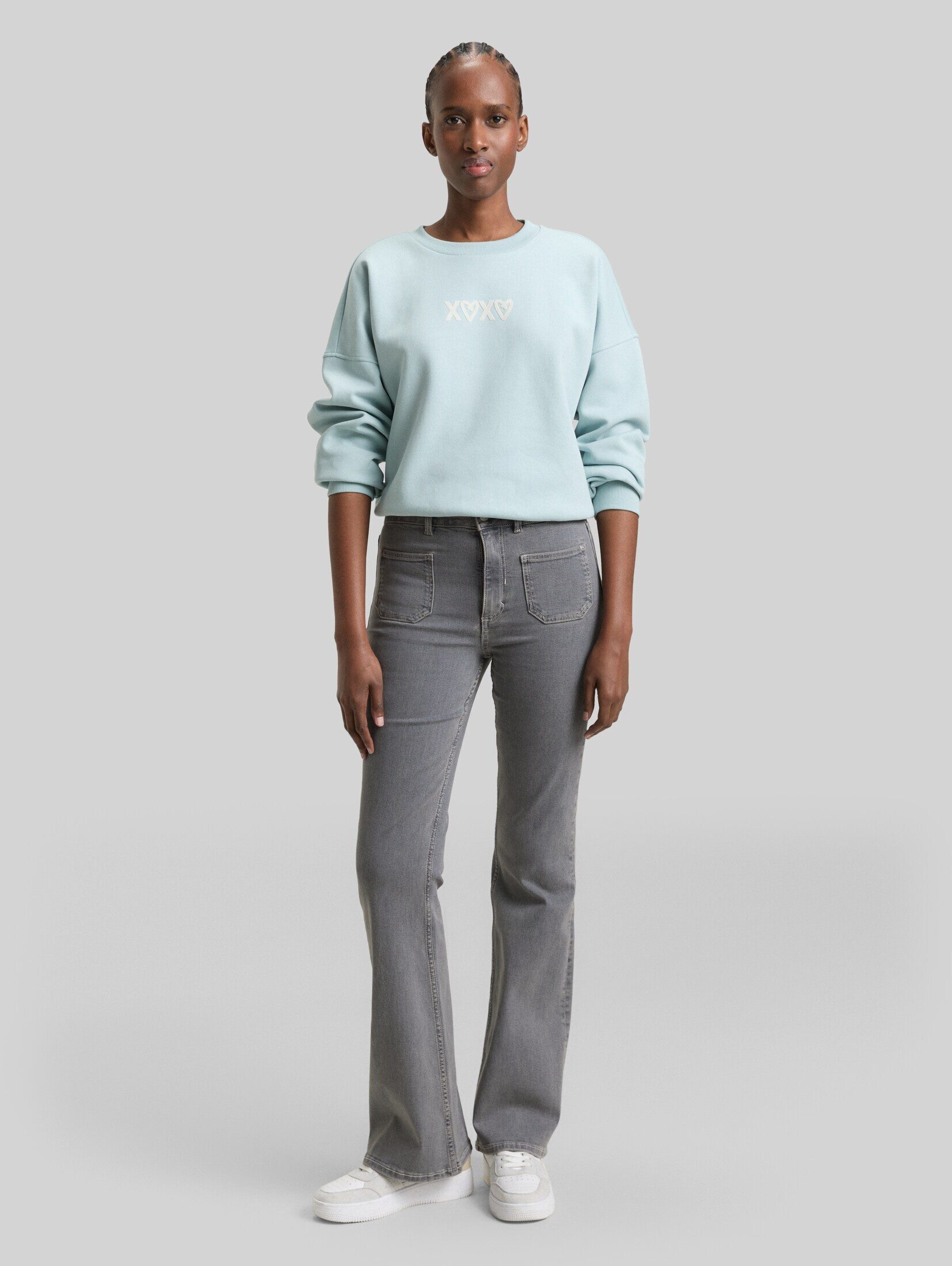 TOM TAILOR Denim Weite Jeans Jeanshosen TTAVA FLARED Jeans mit aufgesetzten Taschen