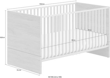 PAIDI Babybett JOSIE, 4-fach höhenverstellbar, mit Airwell® Comfort Federleistenrost