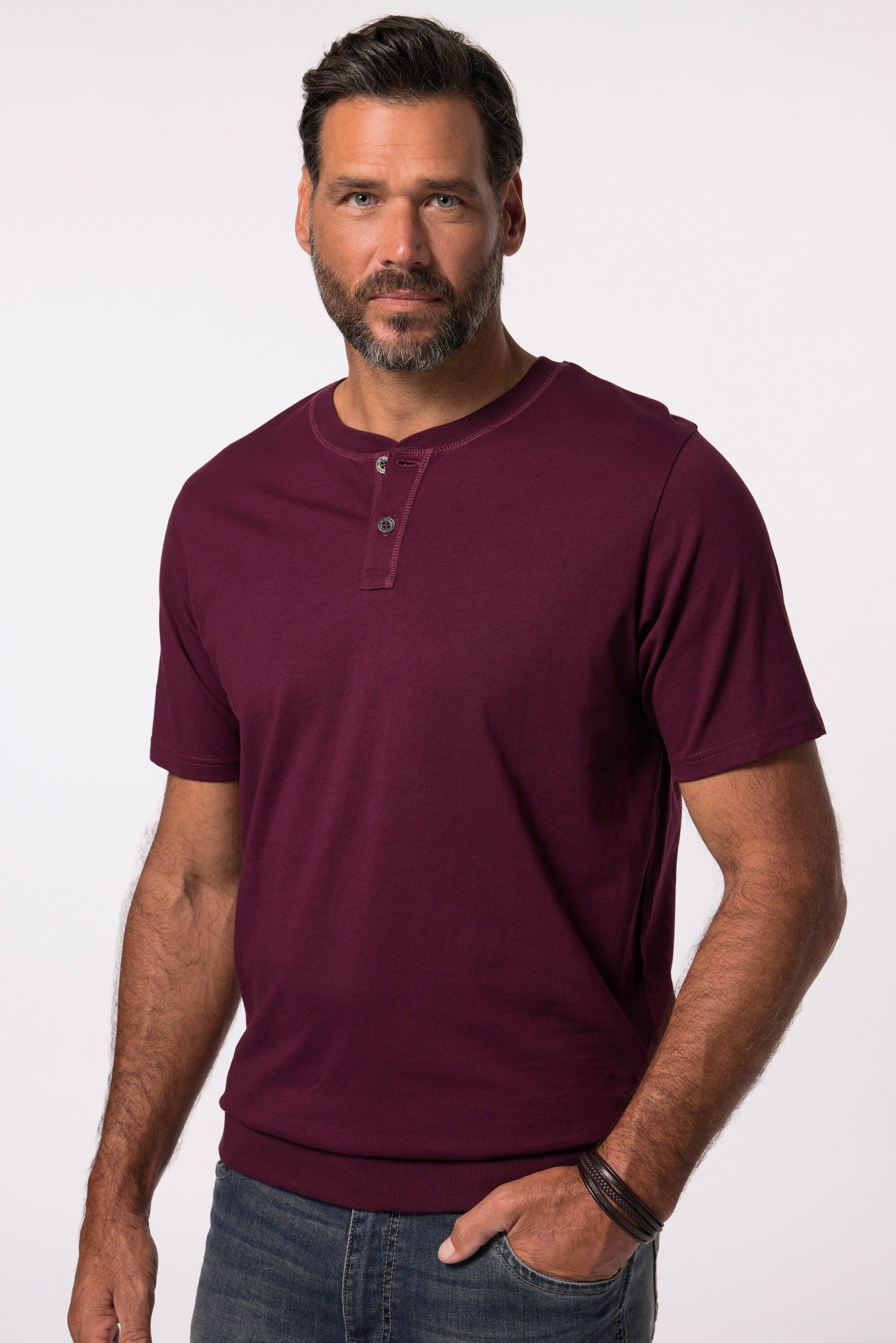 JP1880 T-Shirt JP1880 Henley Bauchfit Halbarm Rundhals bis 8 XL günstig online kaufen