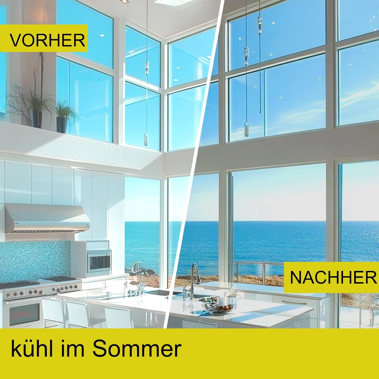 Bwecuy Sonnenschutz-Fensterfolie Hitzeschutzfolie Fenster außen & Innen Fenster Sichtschutz, Fensterfolie Hitzeschutz Sonnenschutzfolie UV Schutzfolie