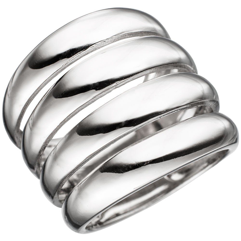 Schmuck Krone Silberring Breiter Damen, Silber breit Wölbungen mit Silber rhodiniert 21mm 925 Ring 925 Damenring