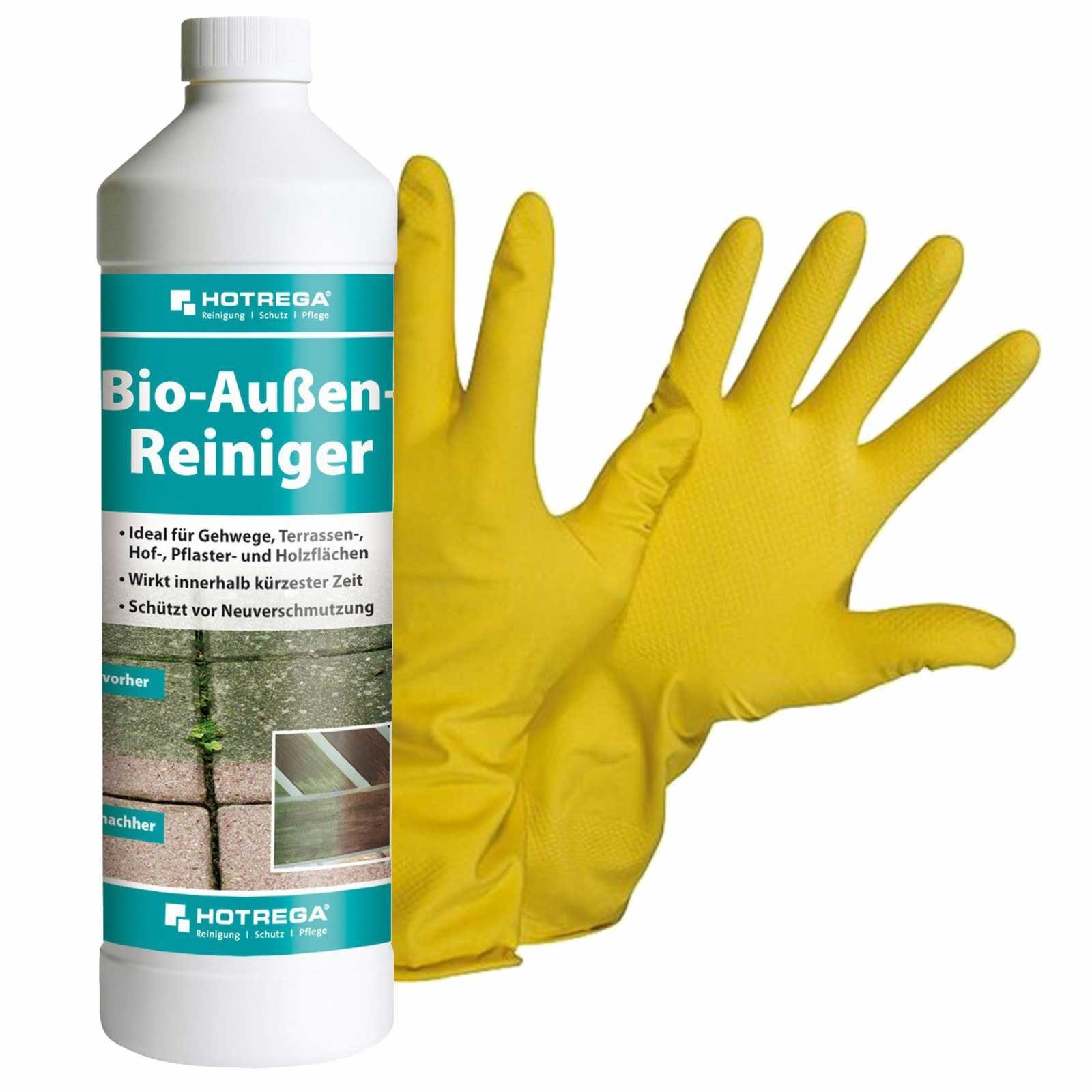 Bio Außenreiniger Steinreiniger Terrassenreiniger 1L mit Handschuhen Universalreiniger