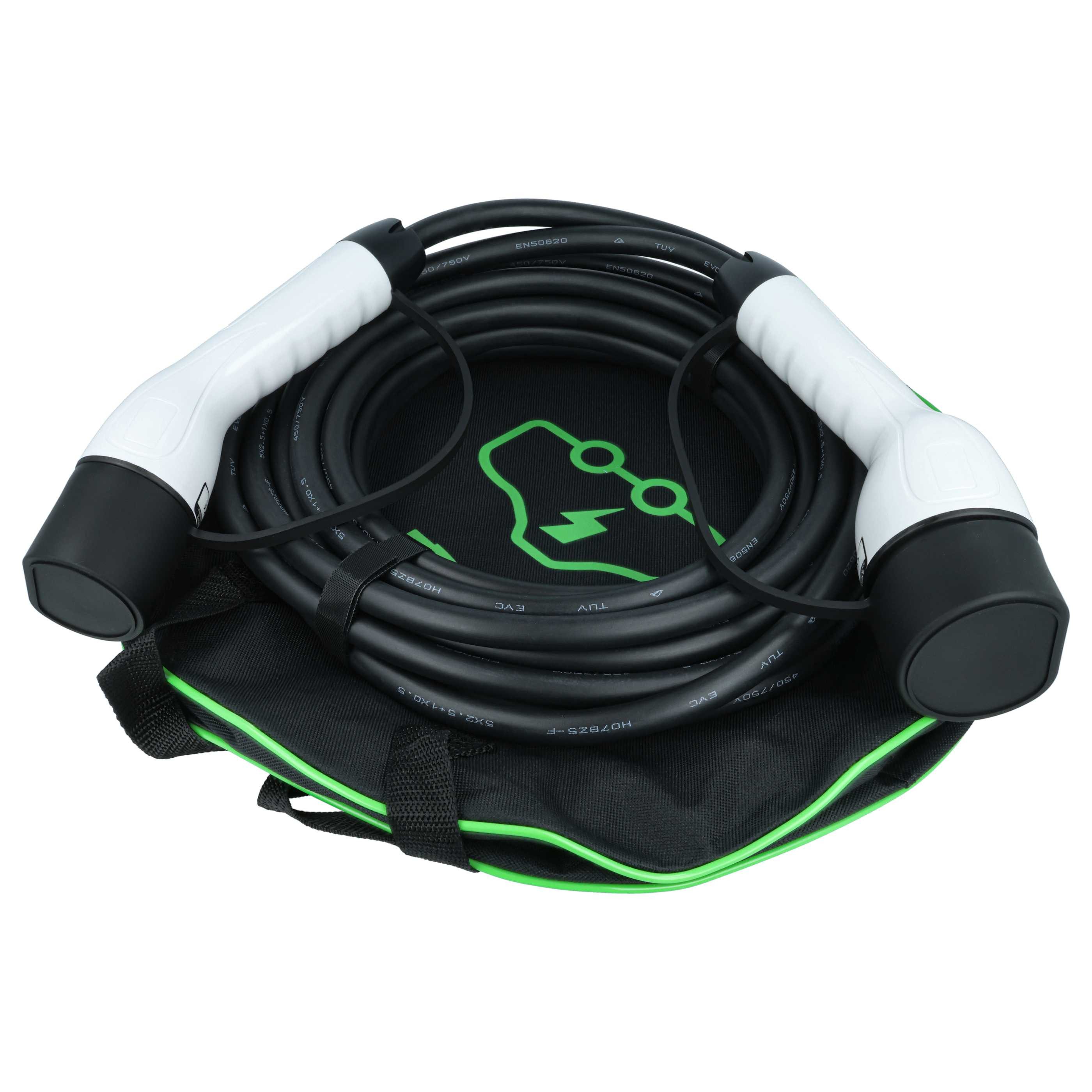 vhbw Typ 2 Ladekabel 11 kW 3-phasig für Elektroauto / Plug-in-Hybrid Autoladekabel, (1000.0 cm), Gummischutzkappe