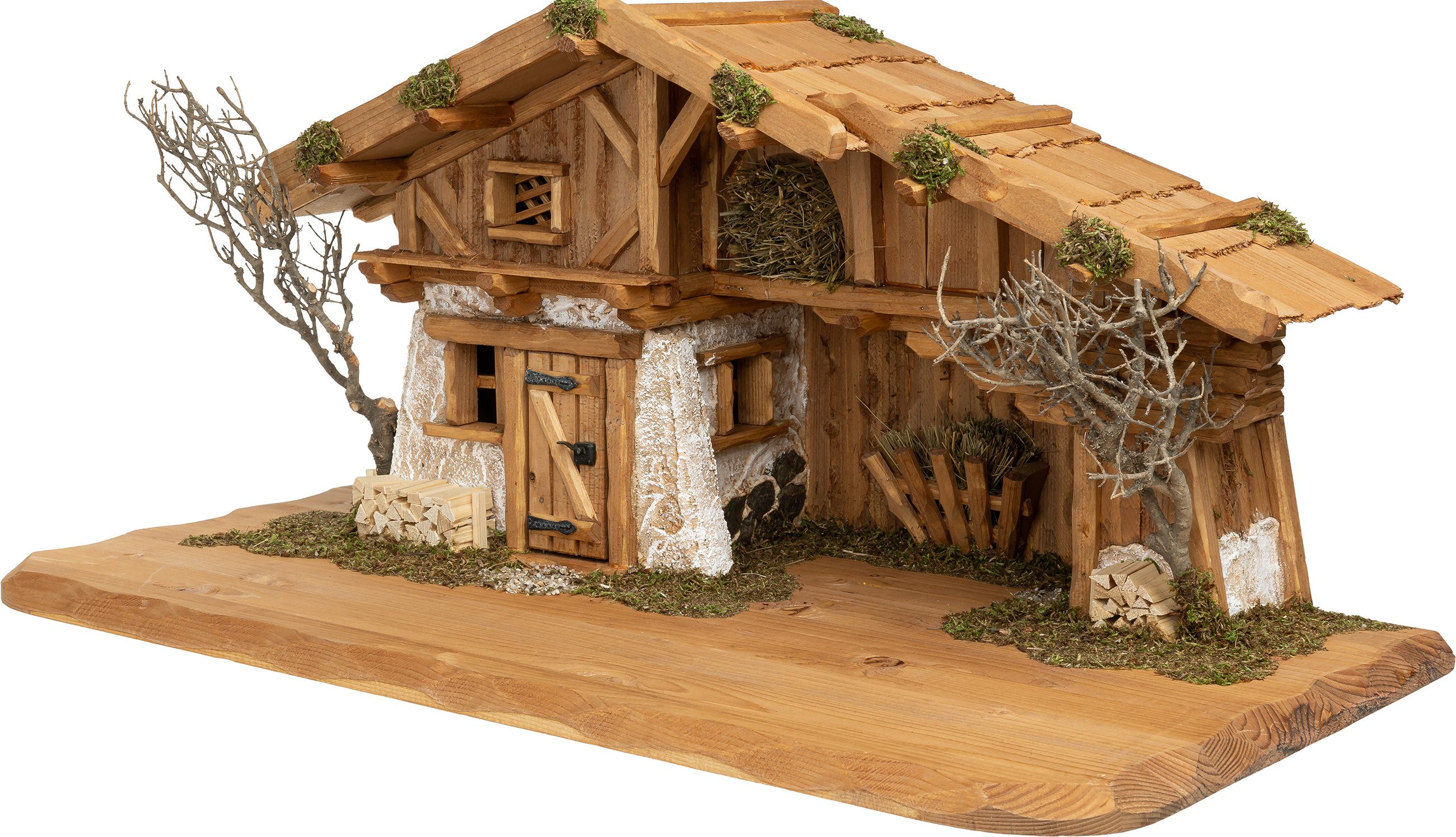 SIKORA Krippenfigur Krippenstall "Bozen" Weihnachtskrippe massives Fichtenholz - 2 Größen