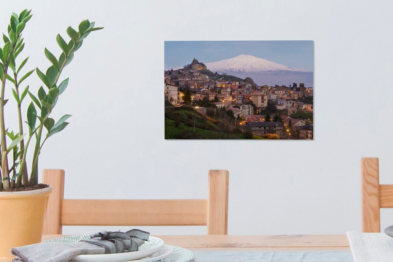 Messina Aufhängefertig, Leinwandbilder, über des Ätna Leinwandbild Wandbild Wanddeko, Italien, OneMillionCanvasses® (1 30x20 in cm St), Luftaufnahme