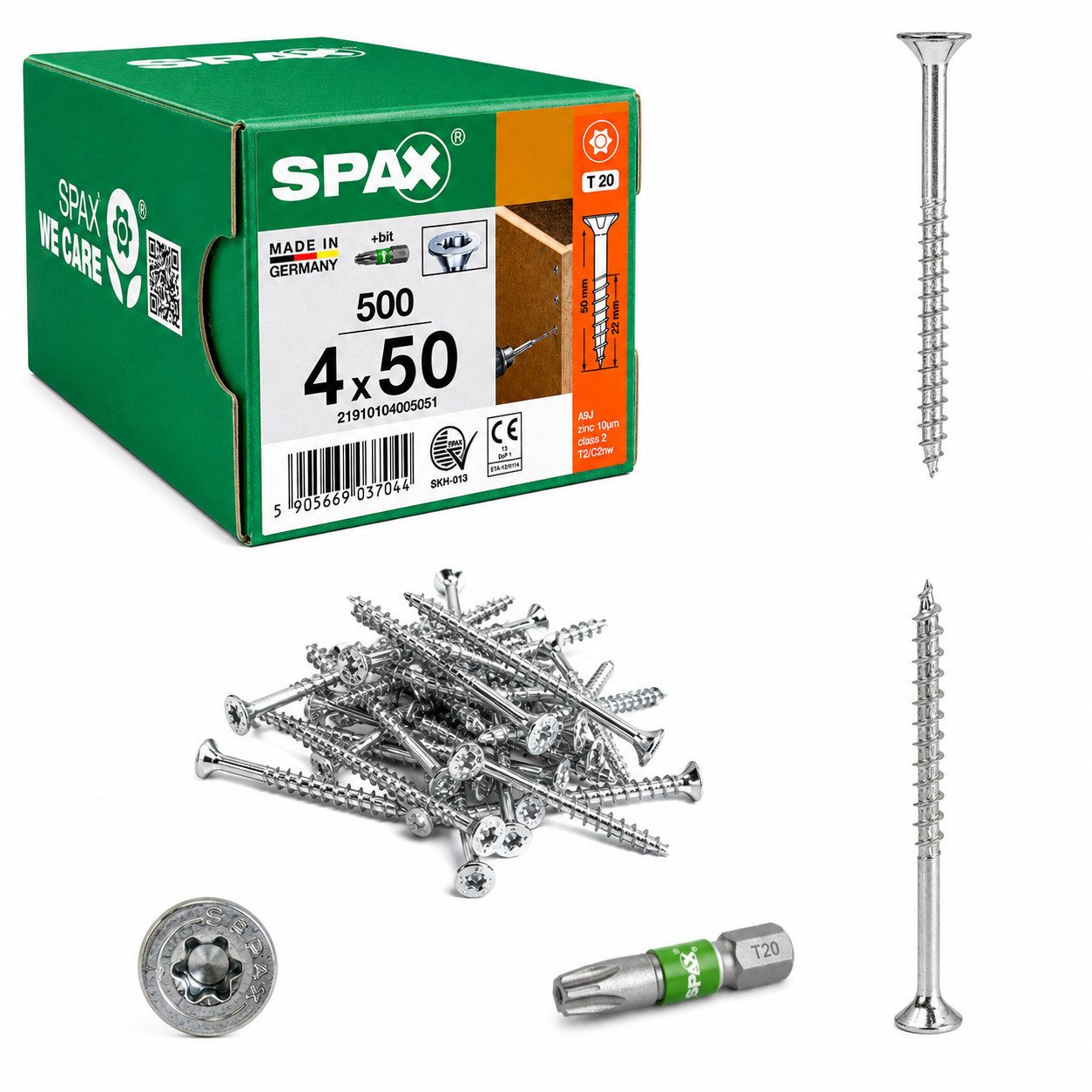 SPAX Sechskant-Holzschraube Korpusschrauben inkl. Bit, (500 St)