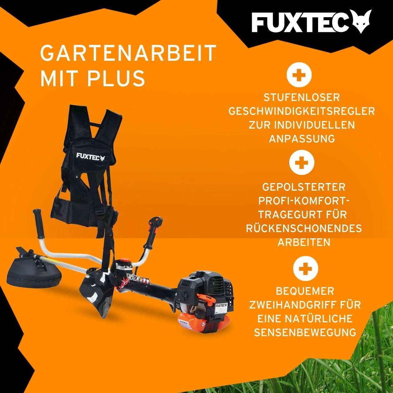 FUXTEC Benzin-Motorsense FX-PS152, 44 cm Arbeitsbreite Messer, 52ccm 1,8PS Highend Anti-Vibrationseinrichtung Profi-Komfort-Tragegurt