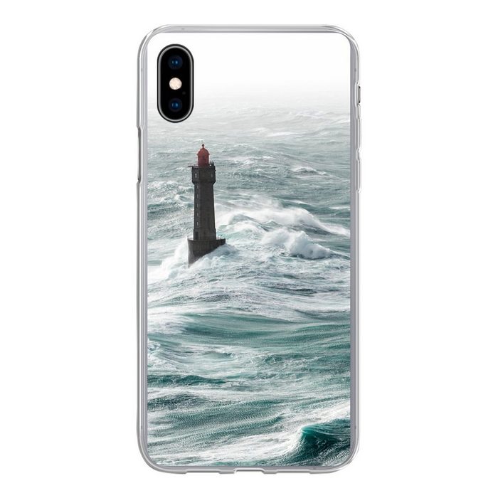 MuchoWow Handyhülle Der Leuchtturm von La Jument im Meer vor der französischen Küste Handyhülle Apple iPhone Xs Max Smartphone-Bumper Print Handy