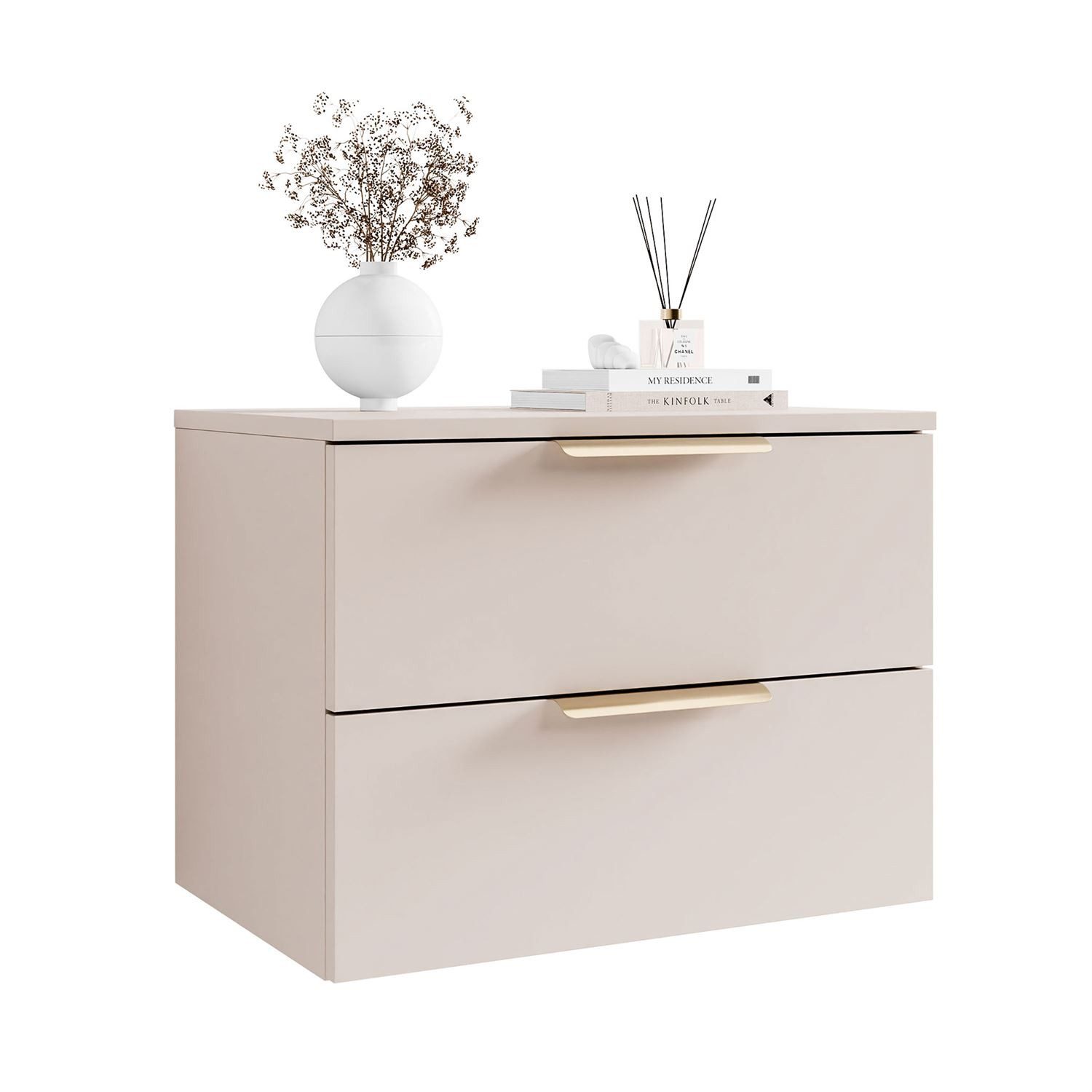 Lookway Nachttisch LINA 2S Kaschmir mit Schubladen und LED-Beleuchtung (1x günstig online kaufen