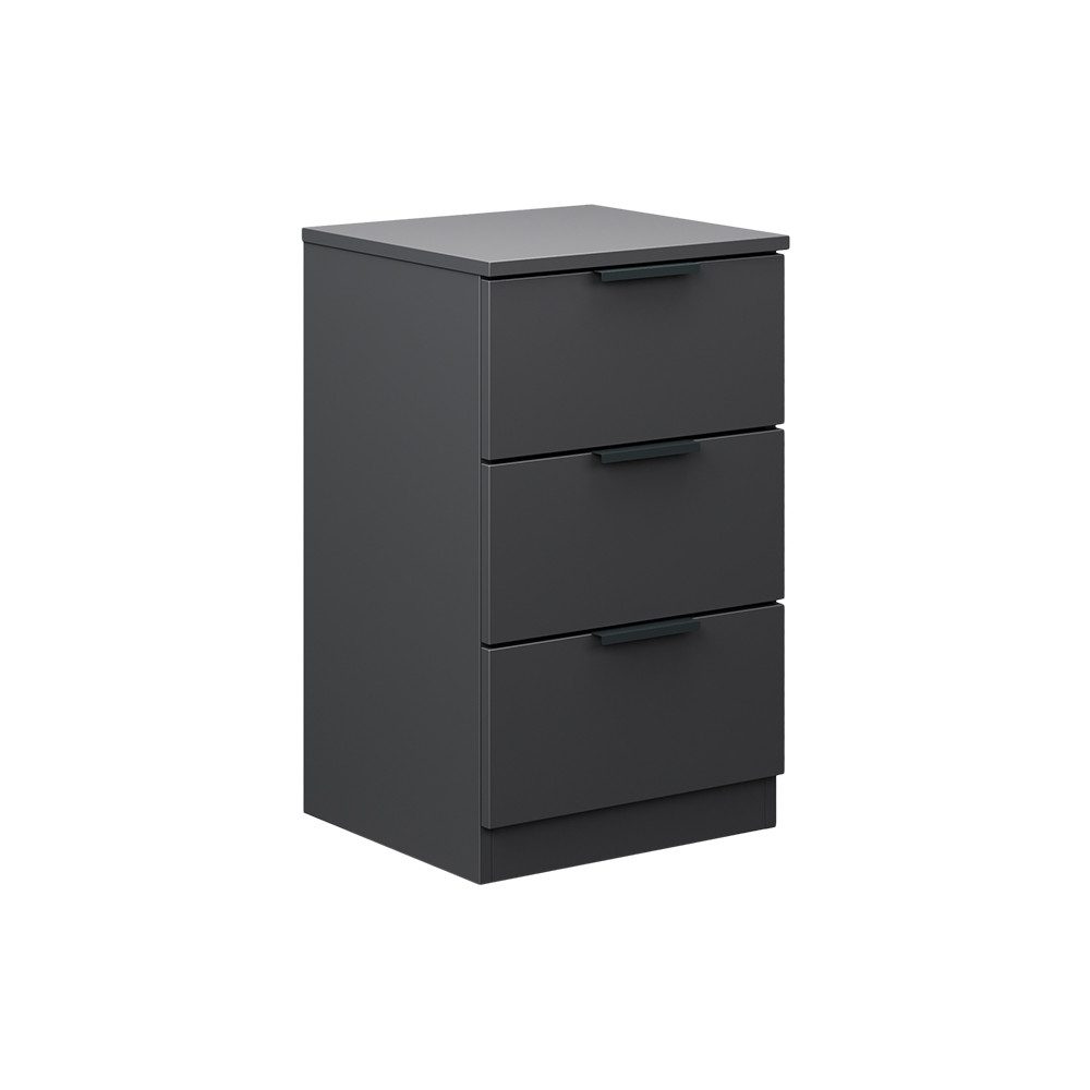 Vicco Nachtschrank Fino, Schwarz, 37.6 x 61.8 cm mit 3 Schubladen (1-St)