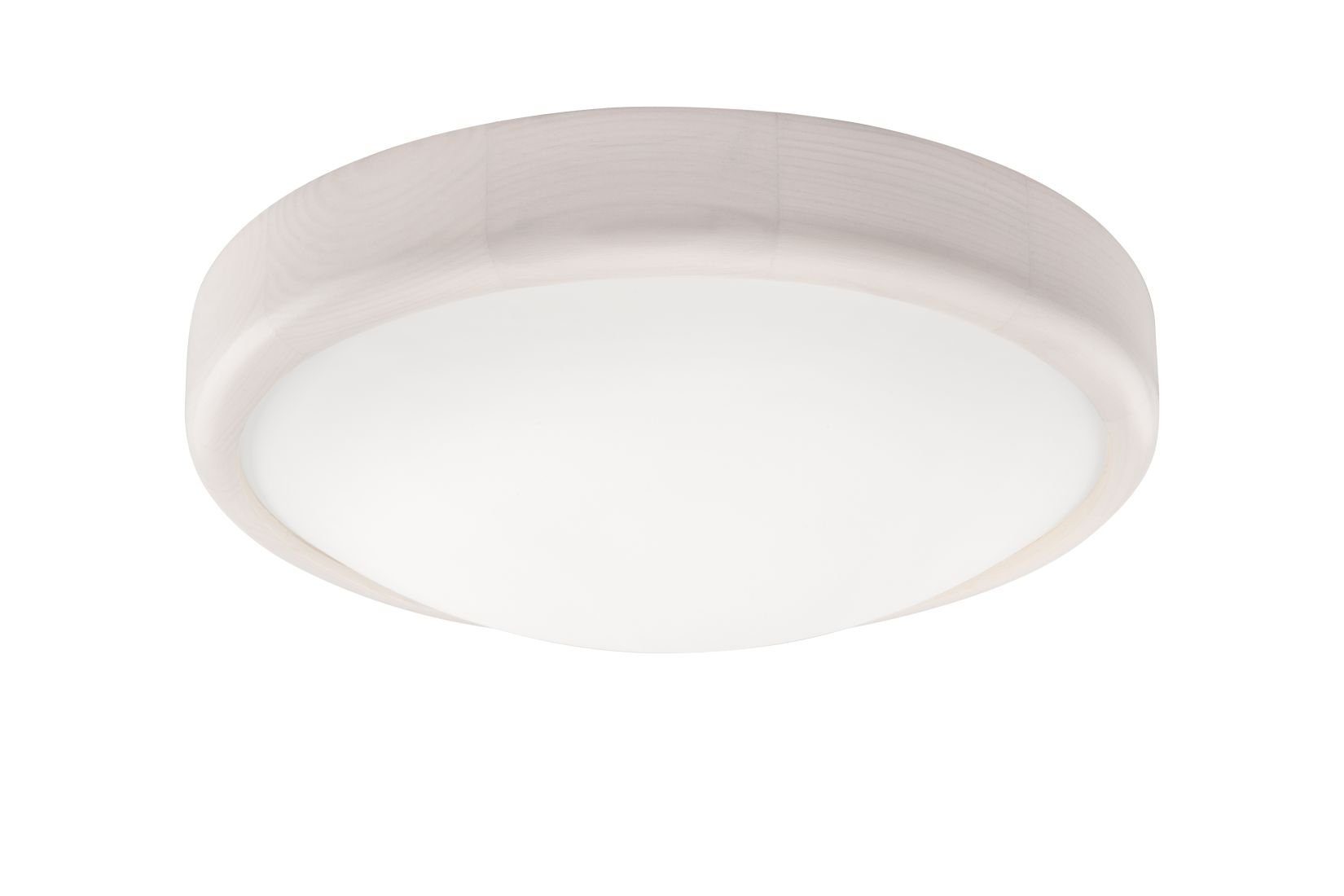 Deckenlampe Weiß Deckenleuchte Licht-Erlebnisse Modern FERNLY, Holz ohne rund E27 Leuchtmittel,