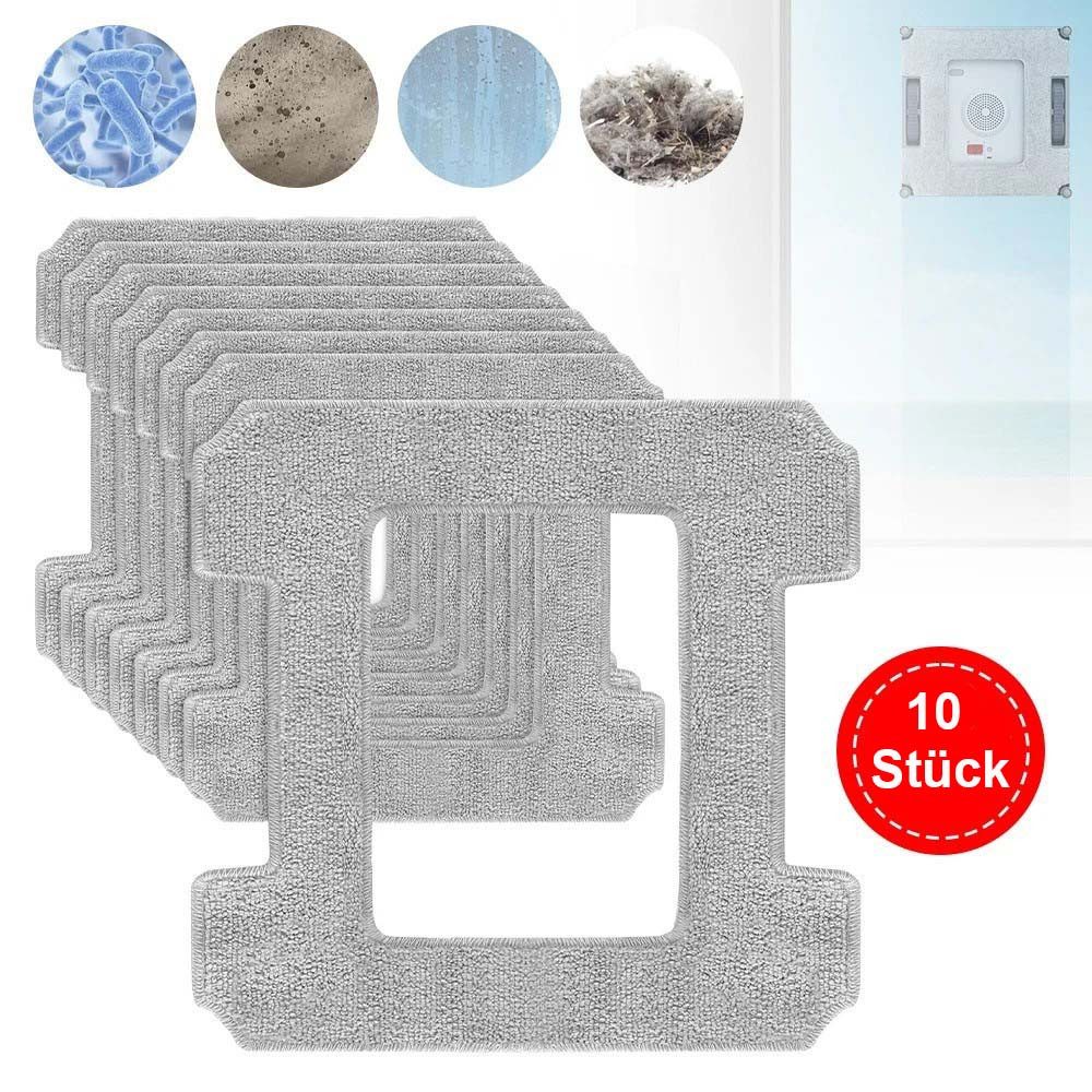 PRIISF 10Stück Reinigungstuch für Winbot W2 / W2 OMNI / W1 Fensterputzroboter Mikrofasertuch (100%-Mikrofasergewebe, Waschbare Mikrofaser Wischtücher für Ecovacs Winbot Reinigungsmittel, Fensterreiniger Fensterputzer Roboter Reinigungspad Nachfüllpackungen, kompatibel mit ECOVACS Winbot W2 PRO Omni / W2 PRO / W2 / W1 PRO / W1)