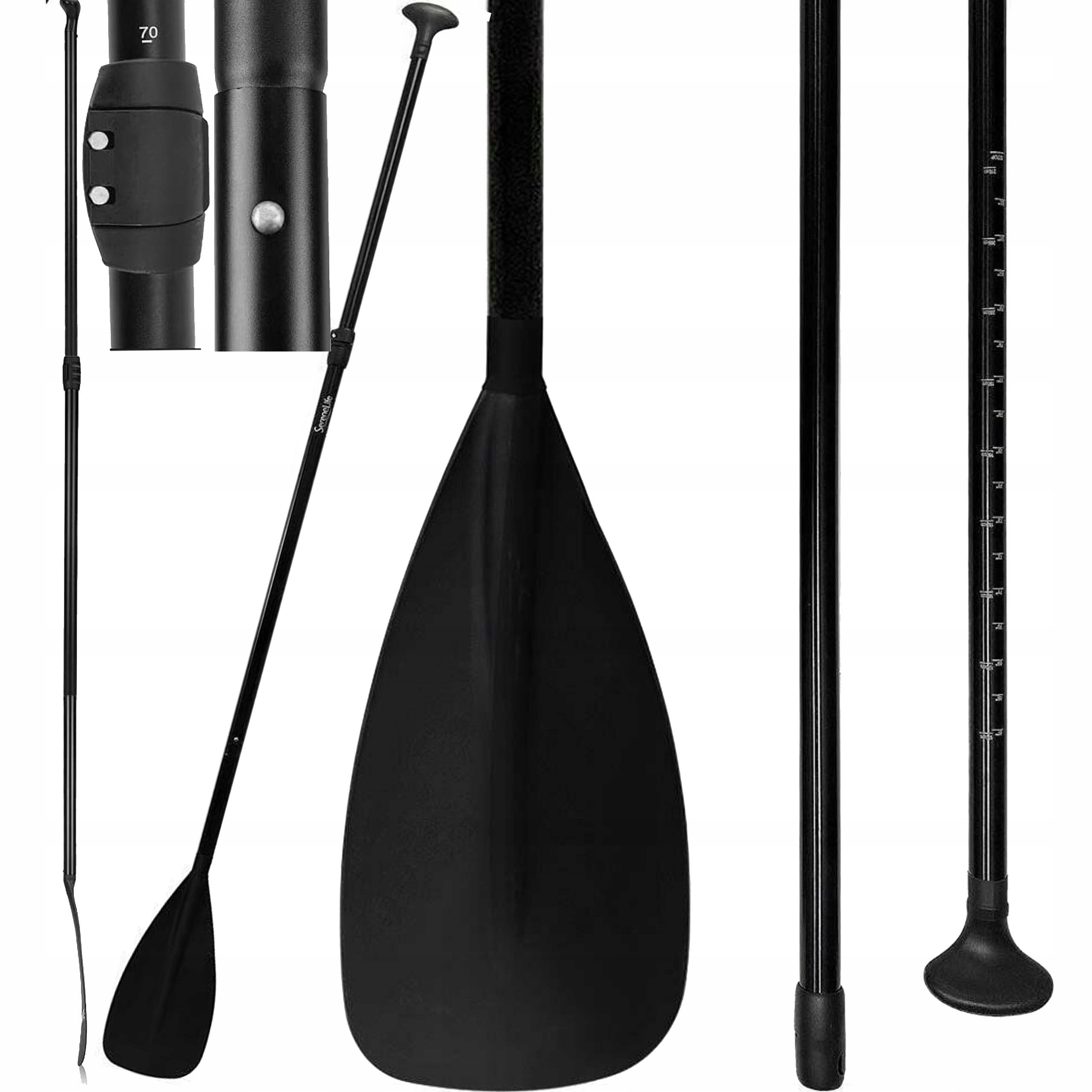 KomfortHome Paddel Stand Up Board 175-210cm verstellbar 3-teilig Aluminium SUP-Paddel, (3-St), Faltbar Kajak Doppelpaddel Teleskop schwarz Nylon T-Griff 950g