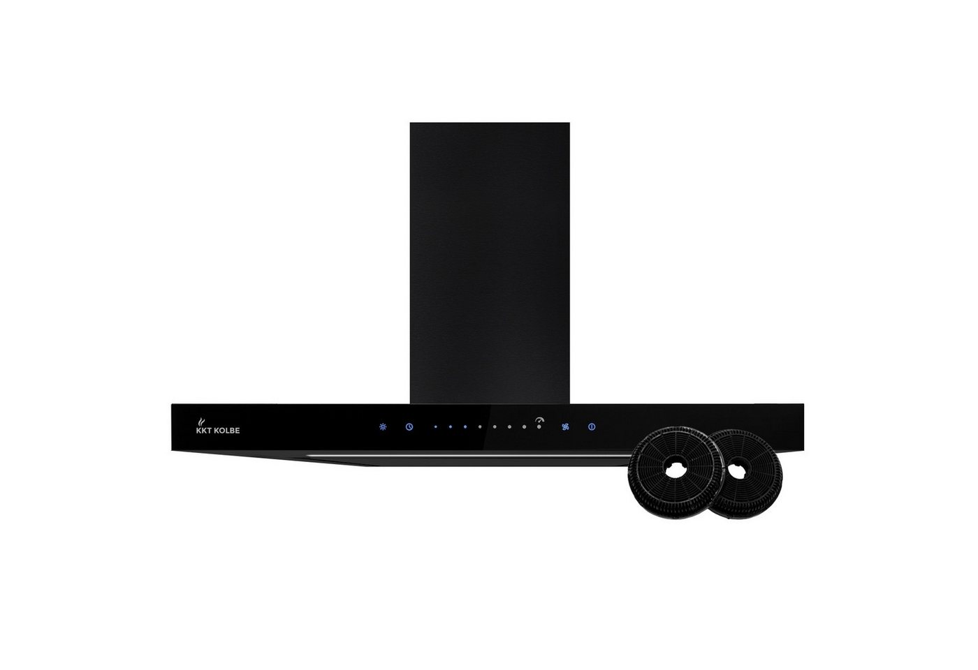 KKT KOLBE Wandhaube Dunstabzugshaube 60cm FLAT6006S Abzugshaube / Edelstahl / Schwarz / Glas / WIFI / 9 Stufen / LED