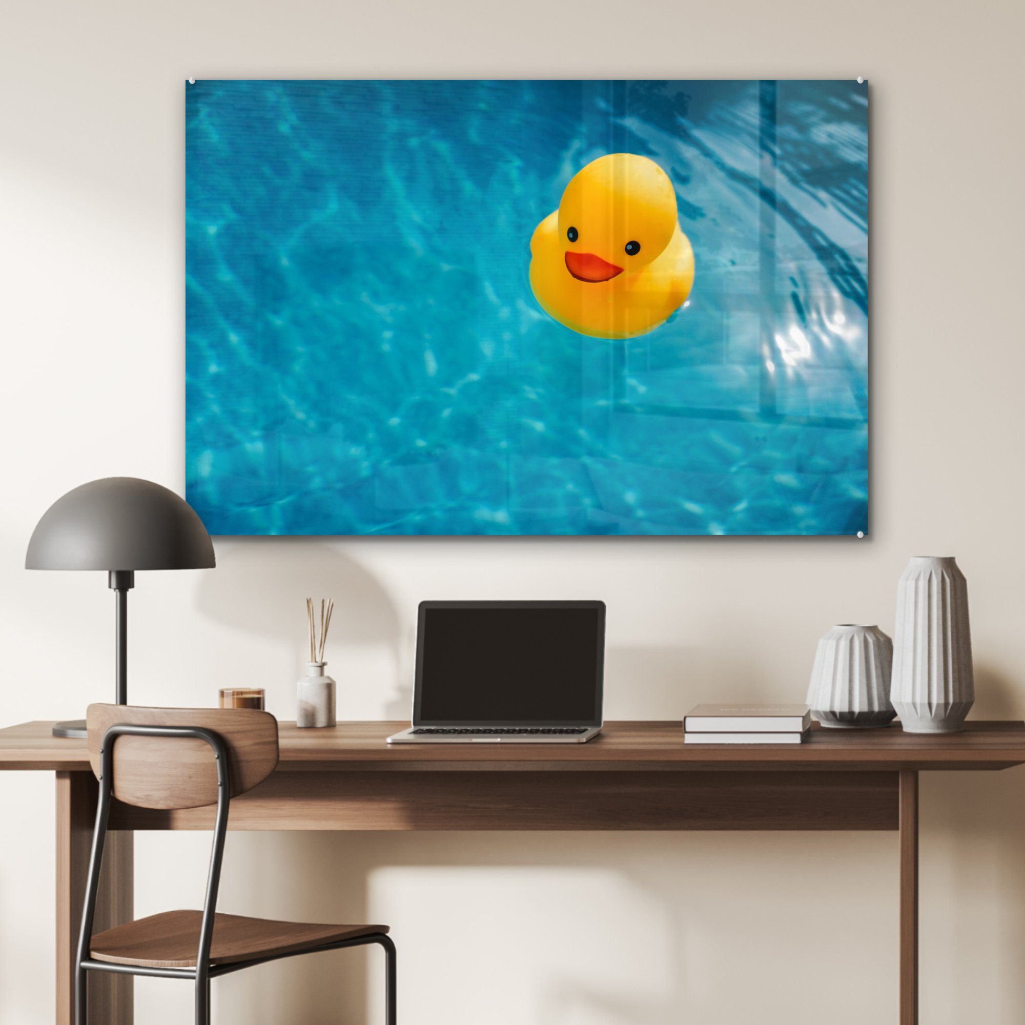 MuchoWow Acrylglasbild Gummi-Ente - Gelb St), Wohnzimmer Wasser, Acrylglasbilder (1 & - Schlafzimmer