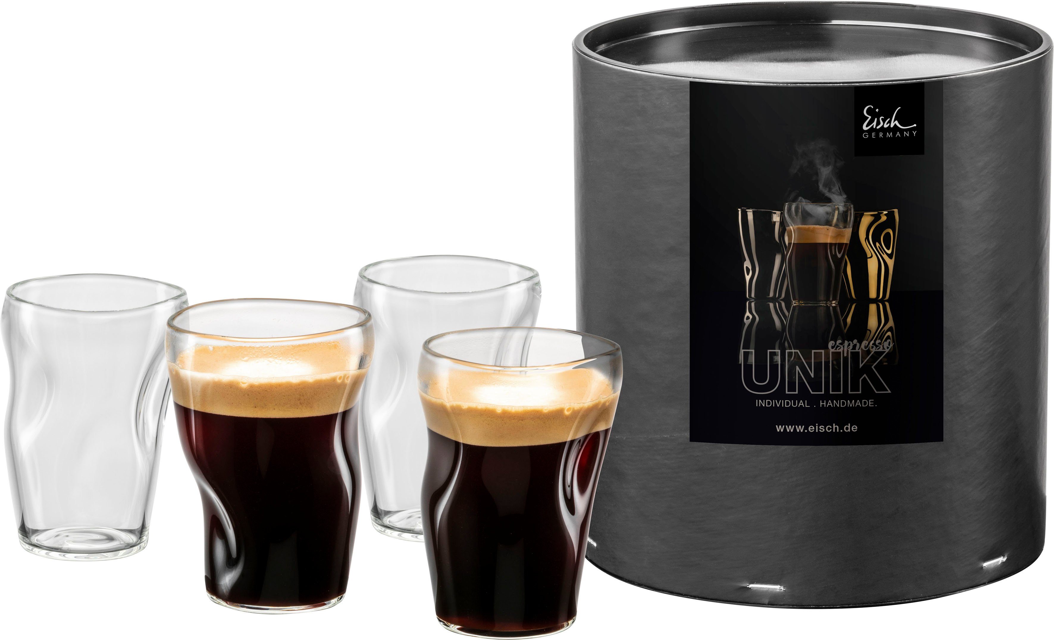 Eisch Germany Espressoglas UNIK, 4-tlg., Borosilikatglas, Espressoglas, 4-teilig, 100 ml