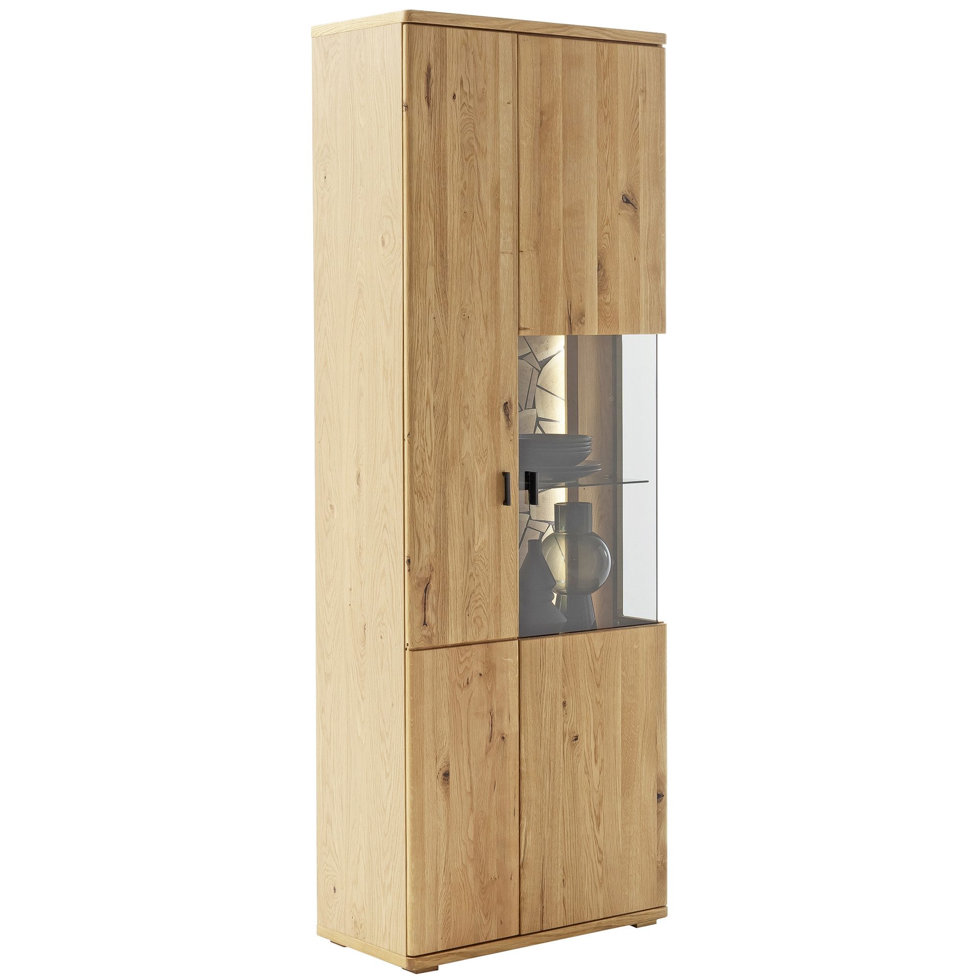 expendio Vitrine Vianne 2 Wildeiche massiv geölt / Wildeiche furniert geölt, 75x209x37 cm