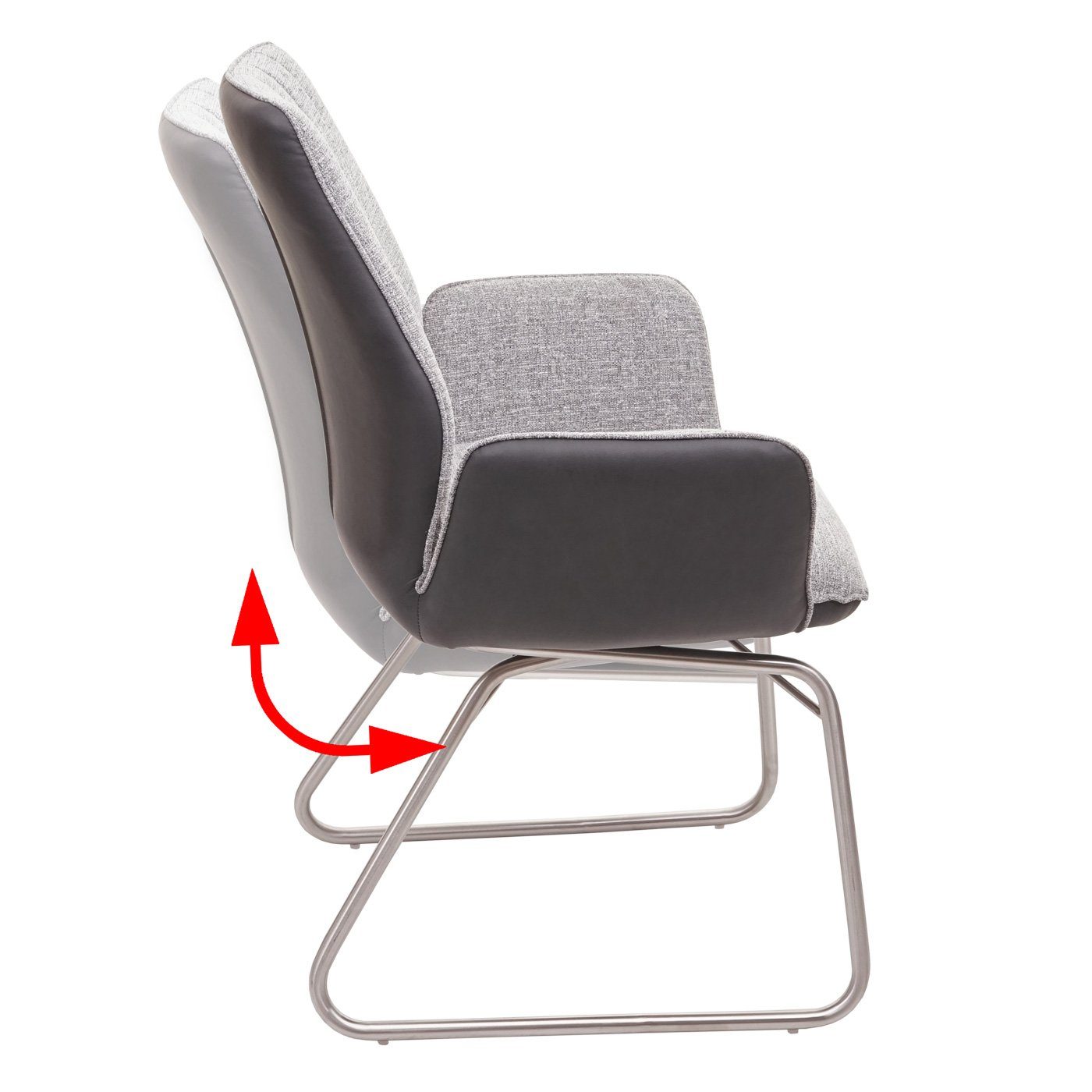 MCW Esszimmerstuhl MCW-G73 (1er), Wippfunktion, grau grau,dunkelgrau Fußbodenschoner inklusive Abgerundete Sitz- | und Rückenfläche