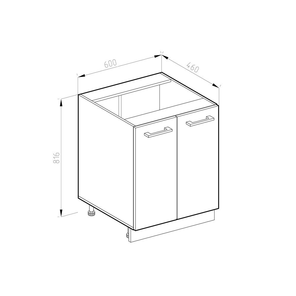 Vicco Unterschrank Küchenschrank R-LINE Anthrazit Anthrazit | Landhaus cm Weiß 60 Weiß Anthrazit