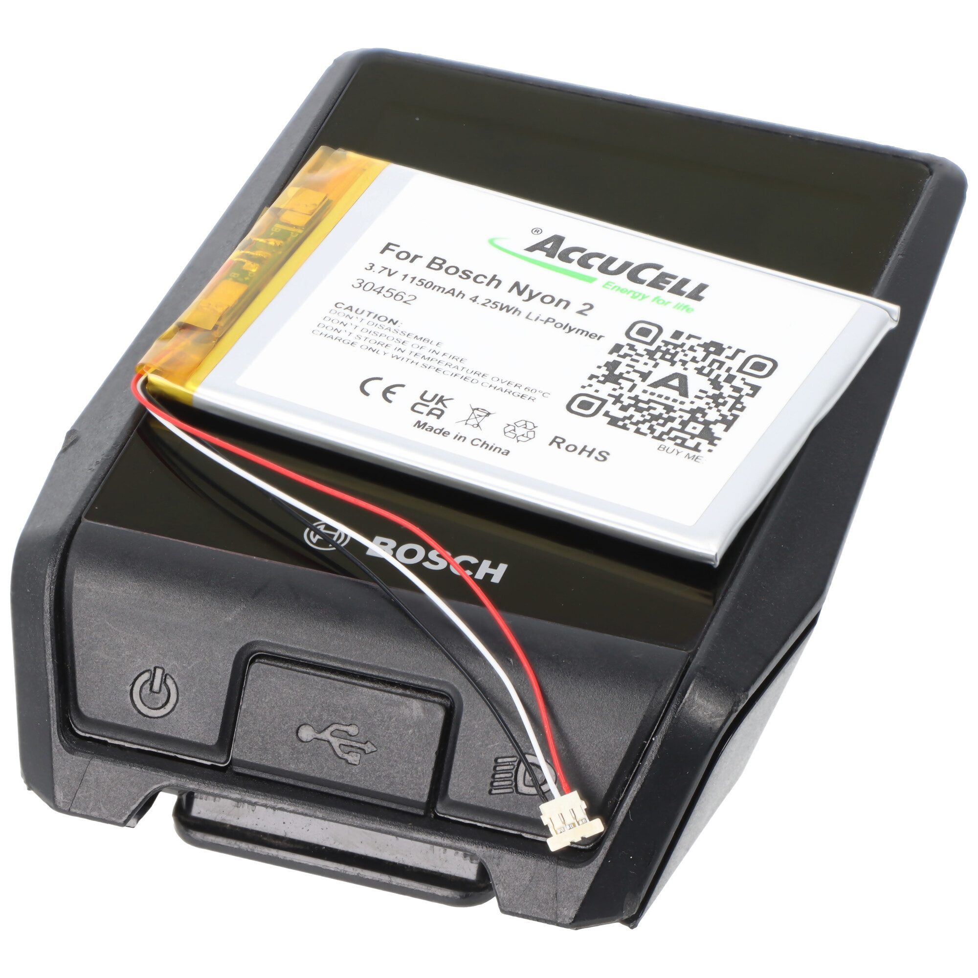 AccuCell AccuCell Akku kompatibel für Bosch Nyon 2, 3.7V 1150mAh, IP304562, 1I Akku 1150 mAh (3,7 V)