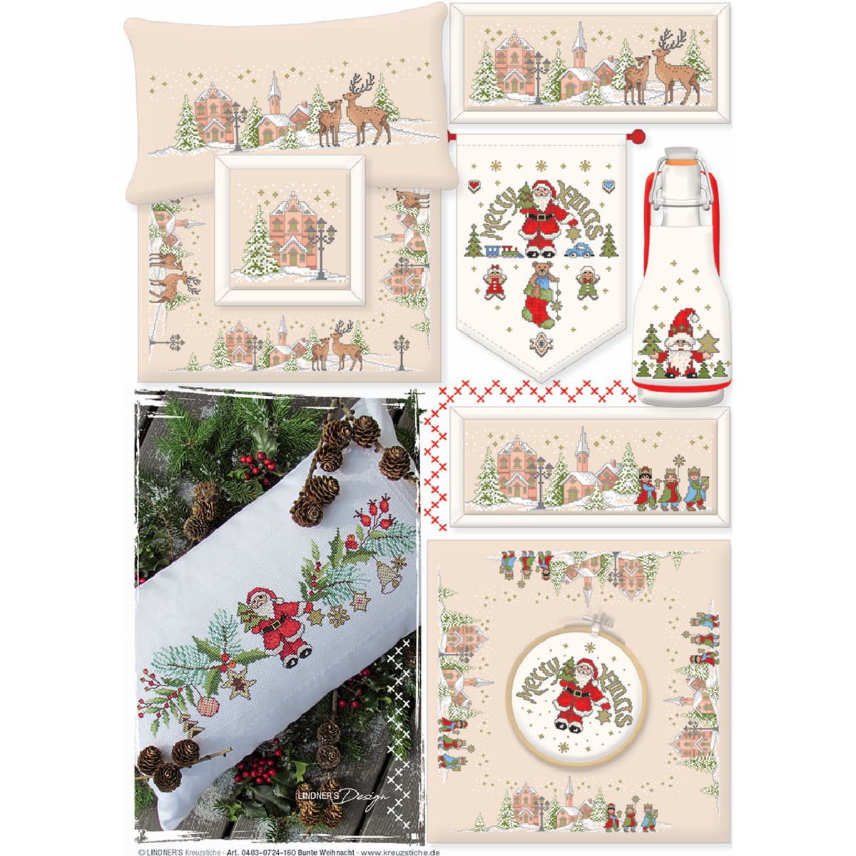 Lindner´s Kreuzstiche Kreativset Lindner´s Kreuzstich Zählmuster Vorlage "Bunte Weihnacht", 160, (embroidery kit by Marussia)