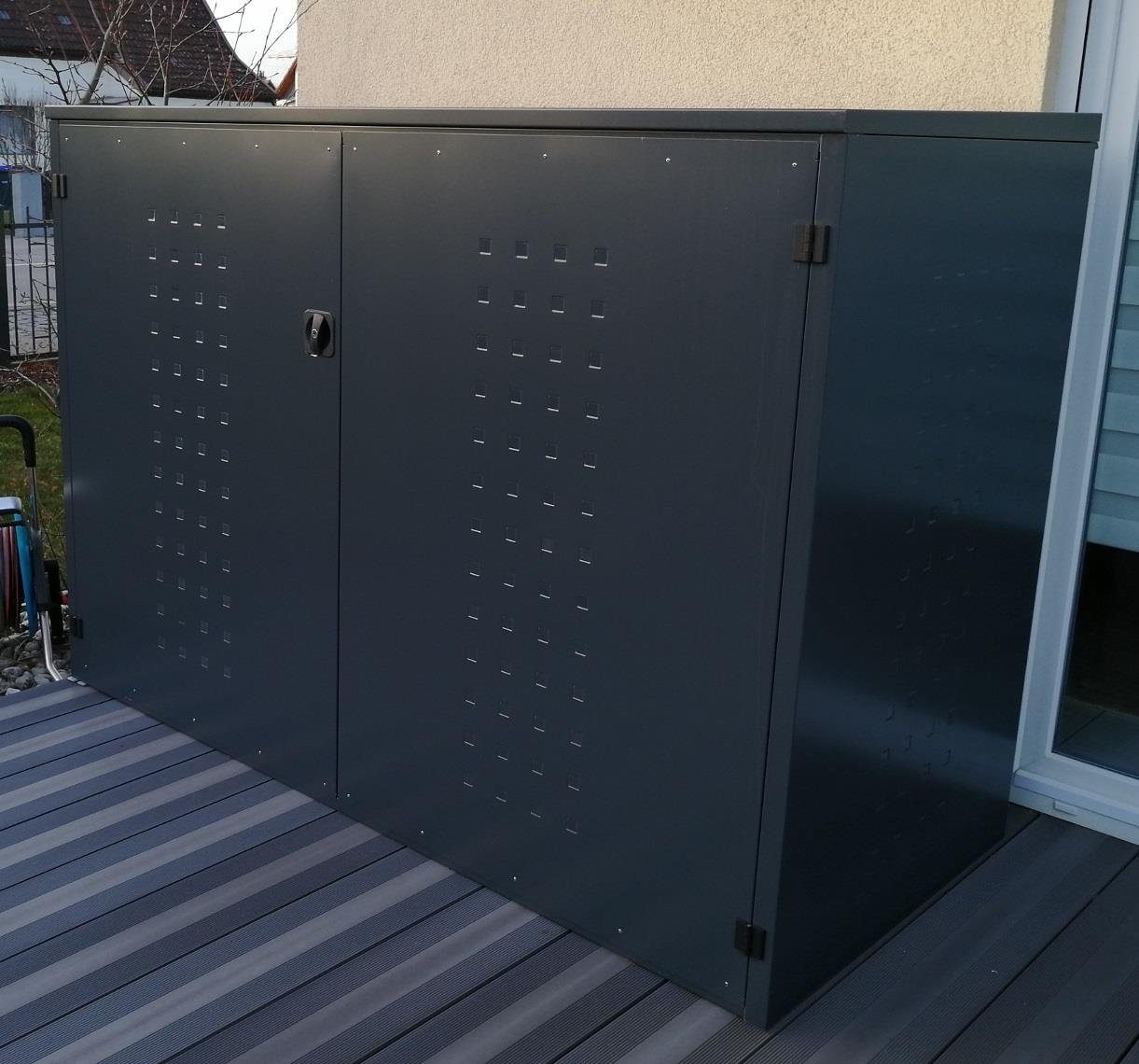 reinkedesign Fahrradbox Fahrradgarage Typ-FD für 3 Fahrräder, Pultdach, verzinkter Stahl, Anthrazit 198x93x141cm