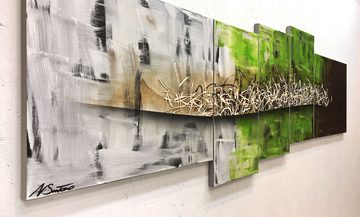 WandbilderXXL XXL-Wandbild Green Lights 210 x 70 cm, Abstraktes Gemälde, handgemaltes Unikat