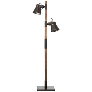 Brilliant Stehlampe Plow, Lampe Plow Standleuchte 2flg schwarz stahl/holz 2x A60, E27, 10W, ge