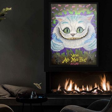 DOTCOMCANVAS® Leinwandbild Mad Cat, Leinwandbild Mad Cheshire Cat Grinsekatze Alice im Wunderland Comic