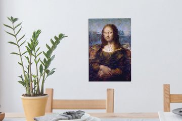OneMillionCanvasses® Gemälde Mona Lisa - Leonardo DaVinci - Pixel, (1 St), Leinwandbild fertig bespannt inkl. Zackenaufhänger, Gemälde, 20x30 cm
