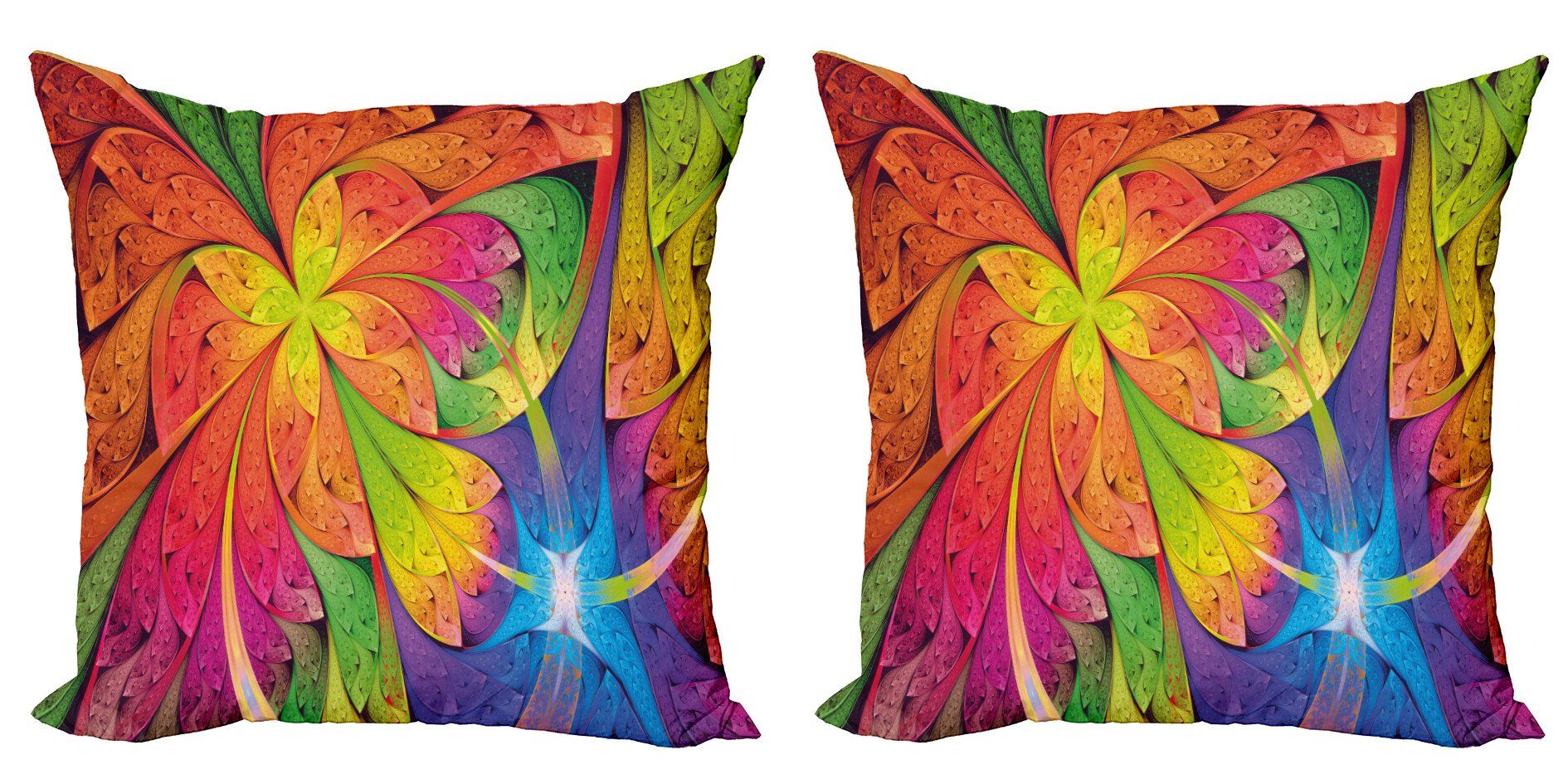 farbige Digitaldruck, Blumen Modern Stück), Abakuhaus Muster Doppelseitiger Kissenbezüge Vibrierende (2 Accent