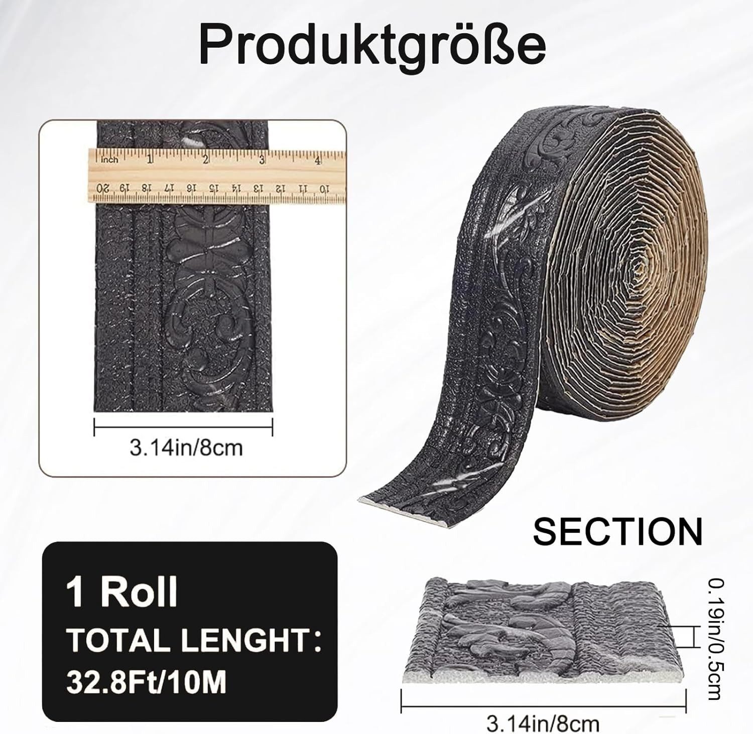 Kaket Bordüre 3D Stuckleisten Wand, Zierleisten Selbstklebend