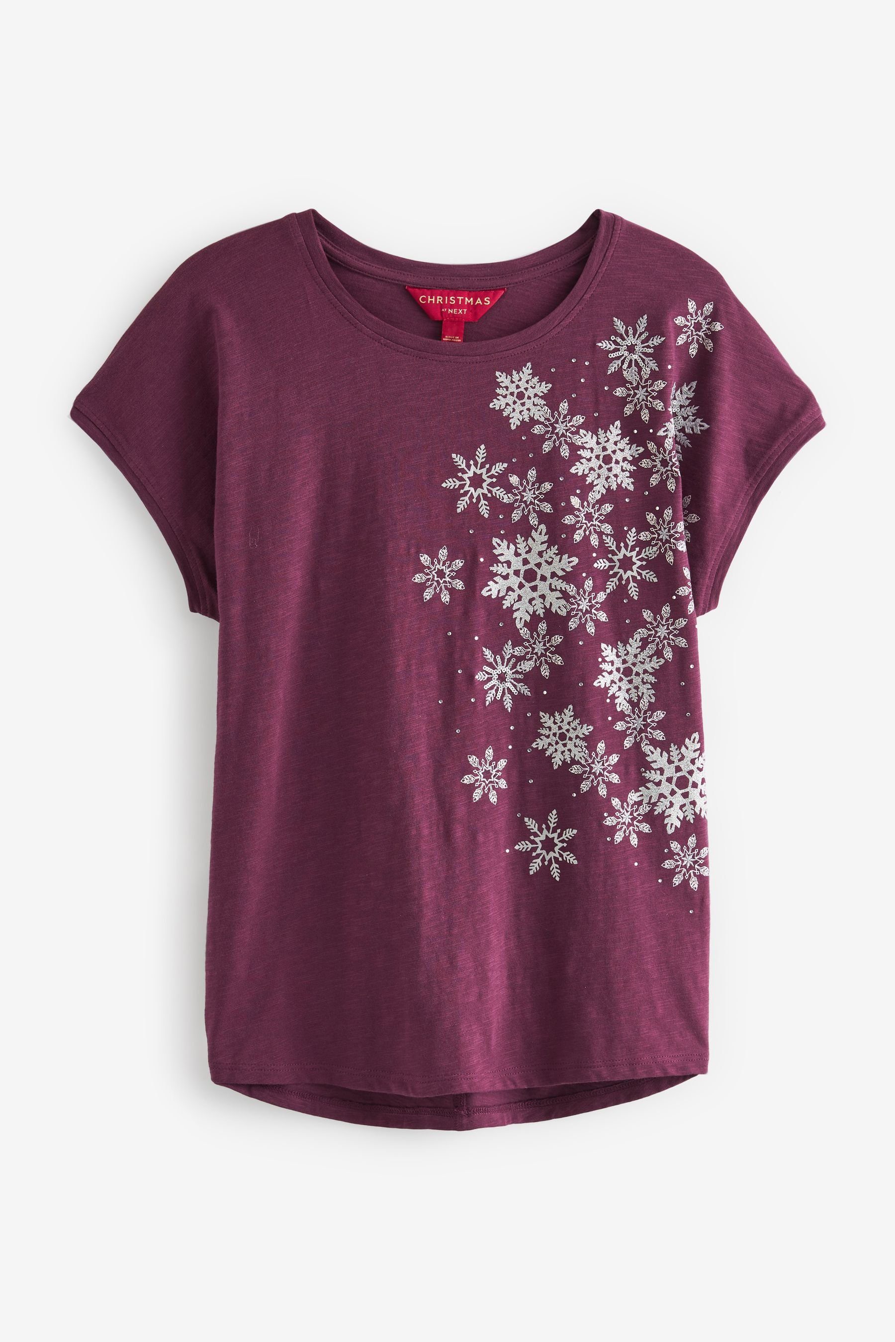 [Hohe Qualität | Sehr beliebt] Next T-Shirt T-Shirt Mauve Weihnachtsgrafik (1-tlg) mit Purple