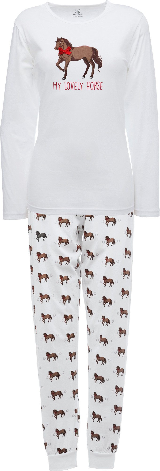 Erwin Müller Pyjama Damen-Schlafanzug Single-Jersey Tiermotiv günstig online kaufen