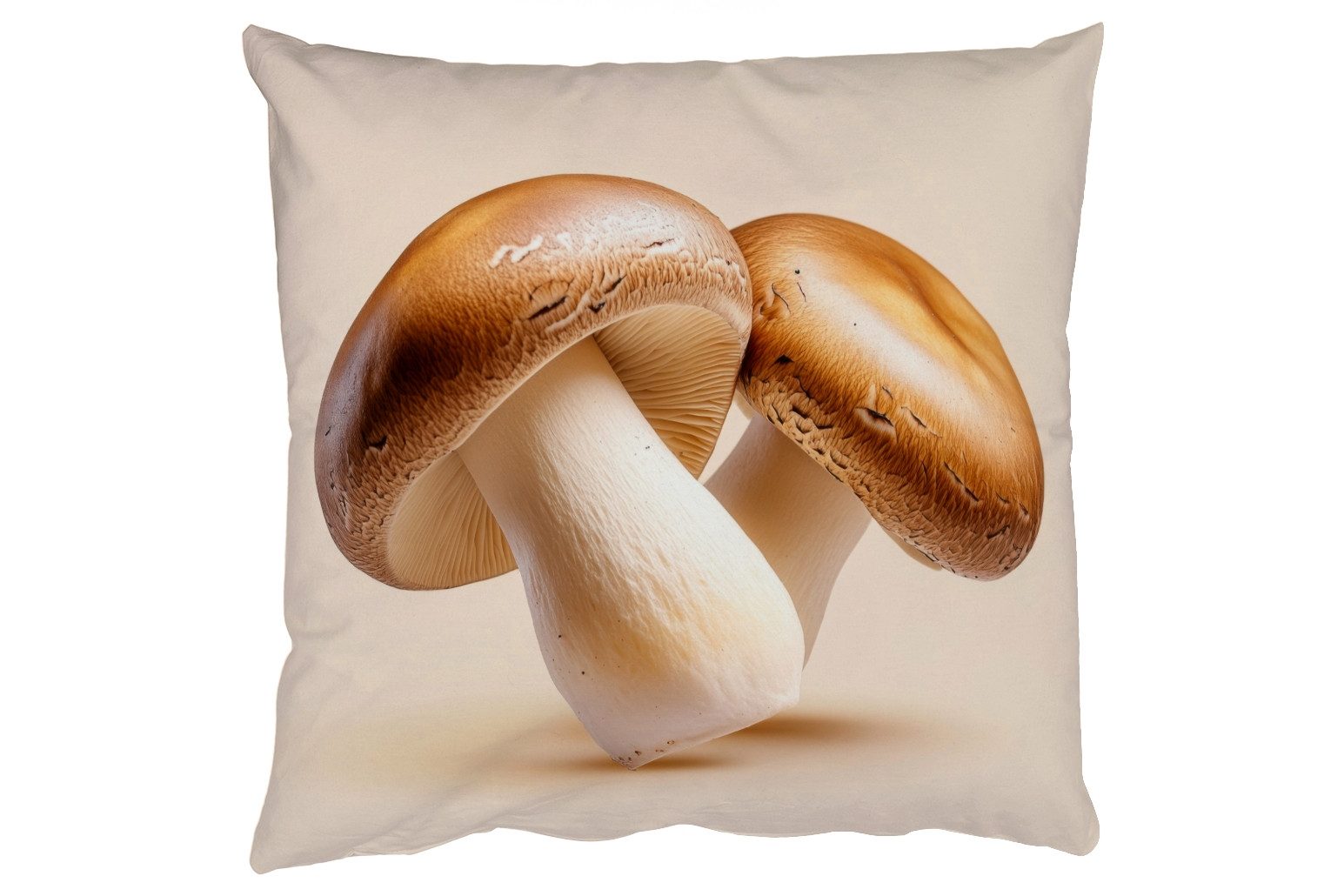 MuchoWow Dekokissen Pilze - Weich - Beige, Zierkissen mit Füllung für Wohnzimmer, Sofakissen, 40x40 cm