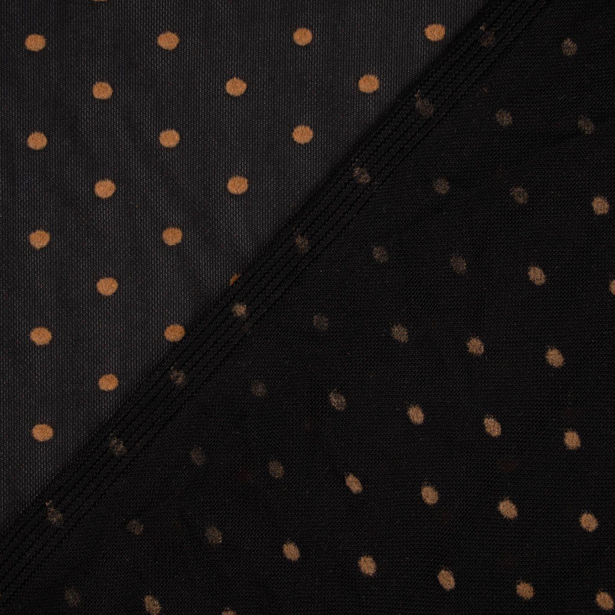 SCHÖNER LEBEN. Stoff Tüll Mesh Stretch extraweich mit Flock Punkte schwarz braun 1,4m, pflegeleicht