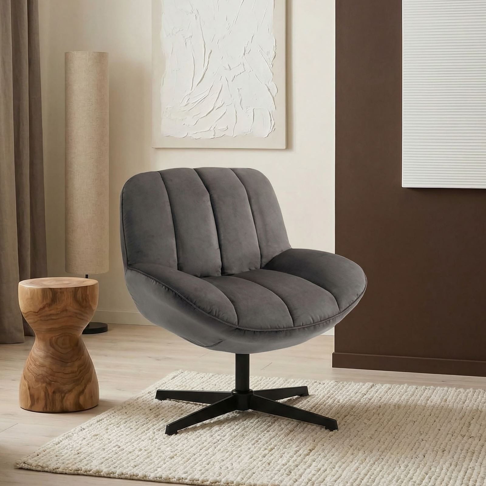 CARO-Möbel Sessel TINOS, Loungesessel drehbarer Polstersessel mit Velour St günstig online kaufen