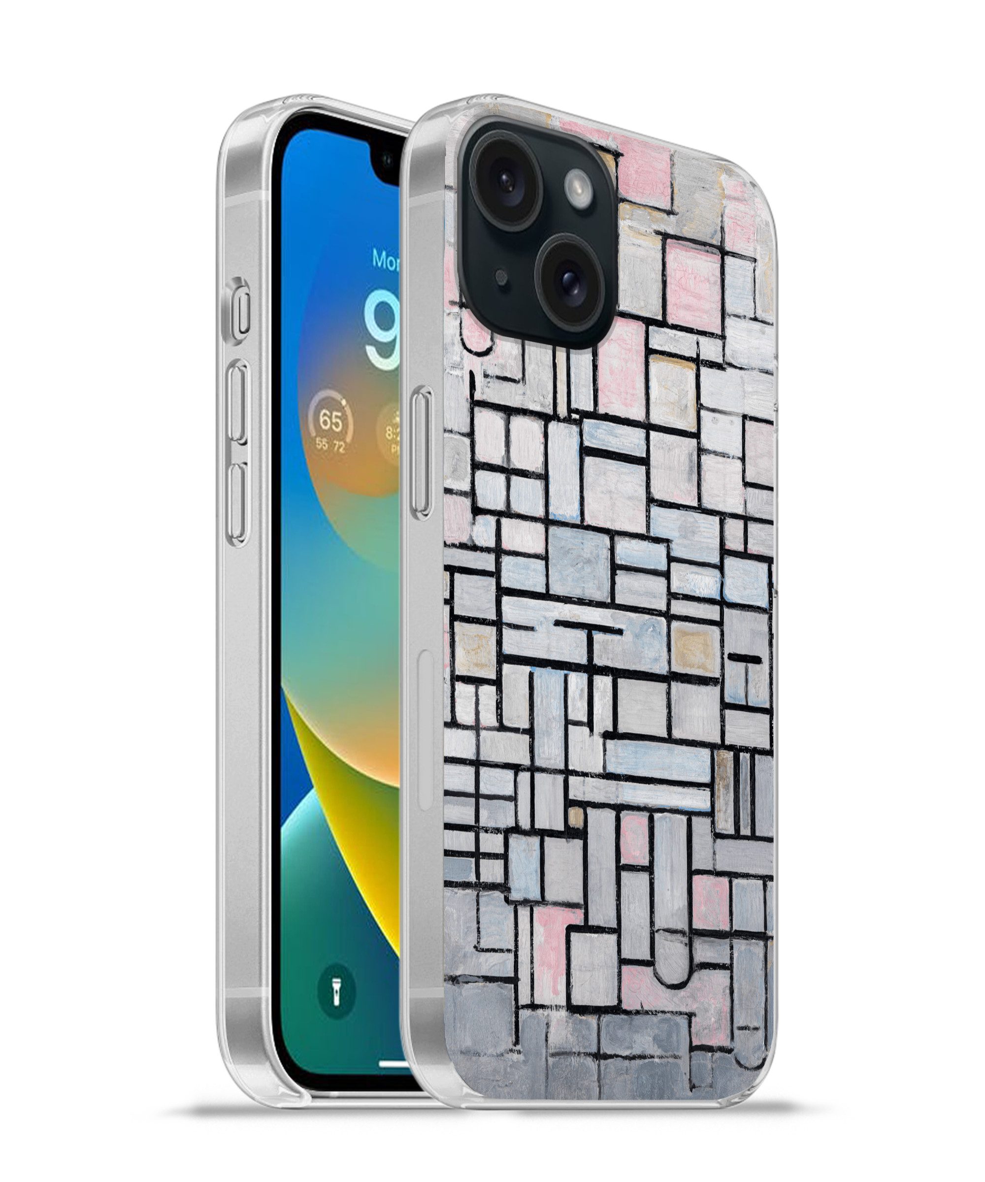 MuchoWow Handyhülle für Apple iPhone 15 Komposition 6 - Mondrian - Kunst, Smartphone-Bumper, Print, Handy Schutzhülle Dünn