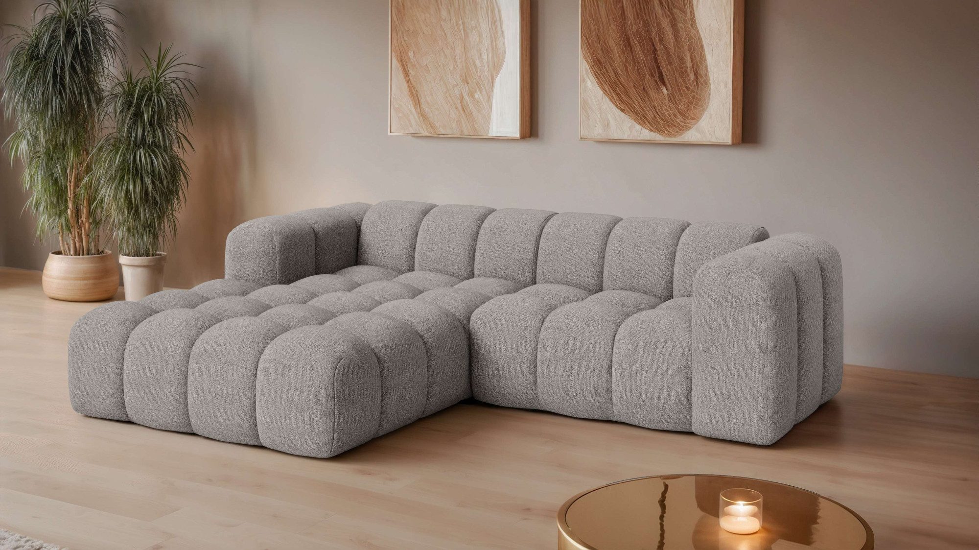 OTTO home Ecksofa KALLIE Design-Sofa mit Wellenunterfederung, Bubble-Optik, günstig online kaufen