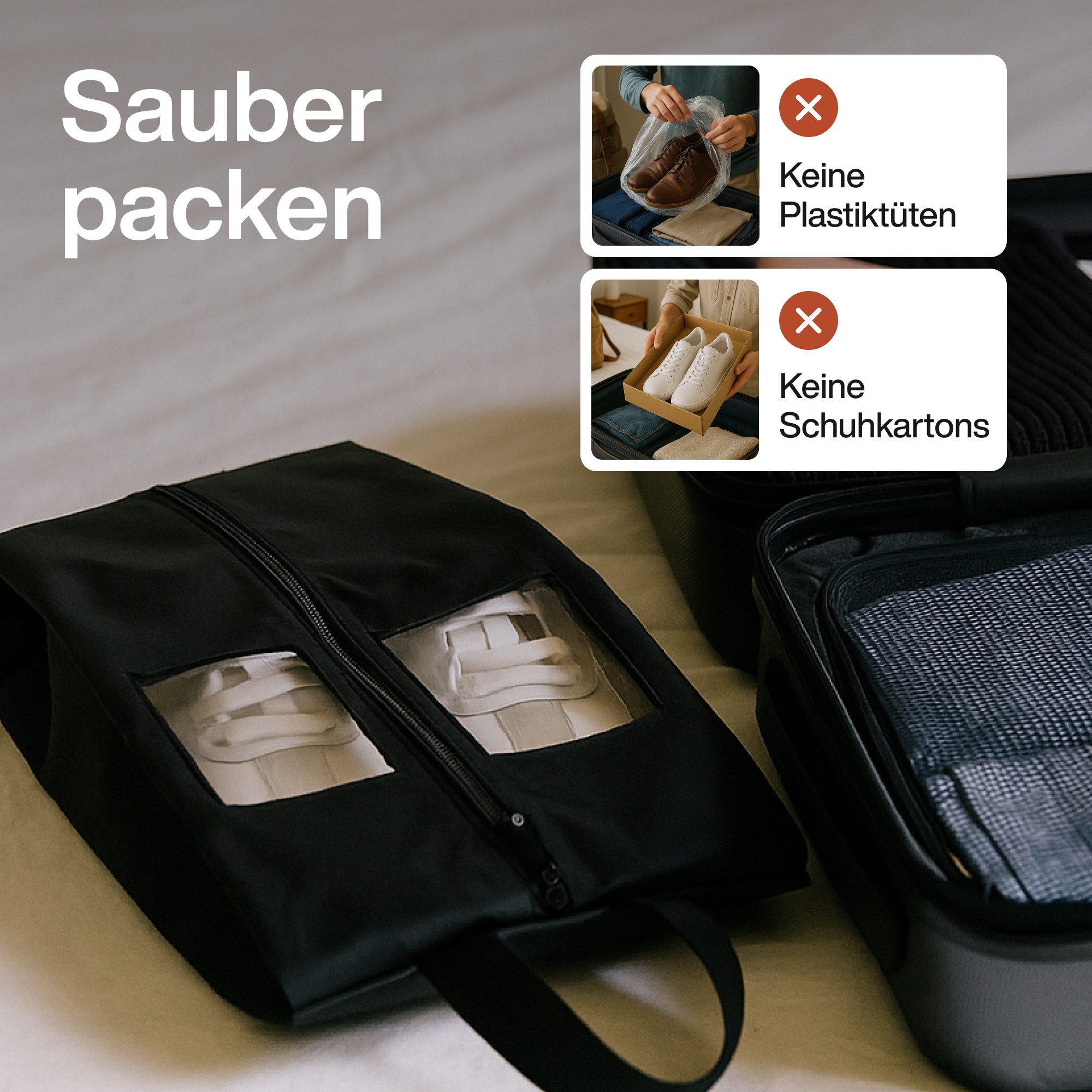 TRAVEL DUDE Kofferorganizer Schuhtaschen 2er Set (2er Set, 2er Set), Wasserabweisend