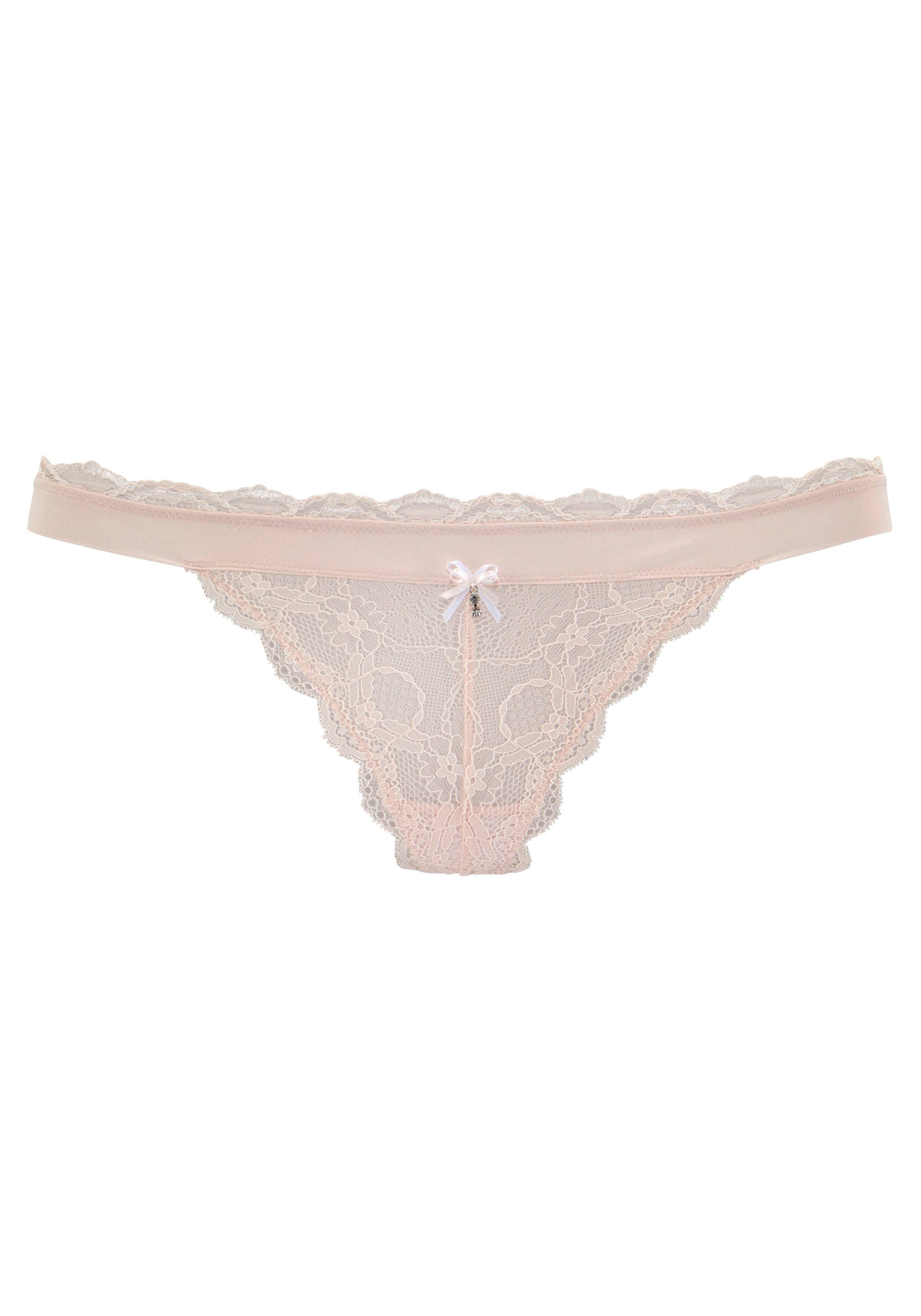 LASCANA String Premium Dessous aus zarter Spitze mit feiner Zierschleife und Accessoire