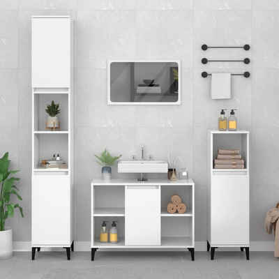 vidaXL Badezimmerspiegelschrank Waschbeckenunterschrank Hochglanz-Weiß 80x33x60cm Holzwerkstoff (1-St)