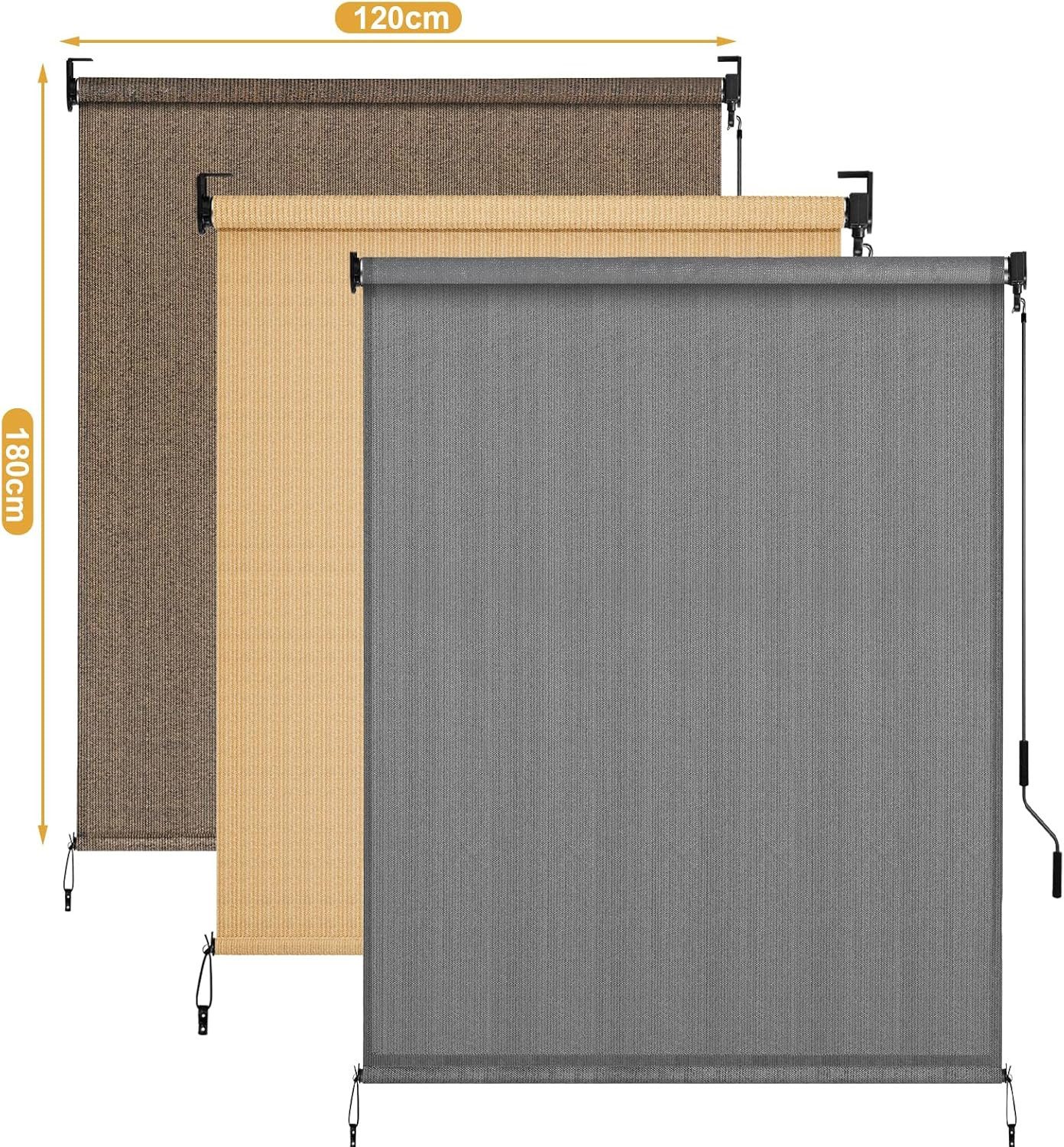 TLGREEN Senkrechtmarkise Vertikalmarkise,HDPE-Schattentuch (für Terrassenpergola,Balkonmarkise, 1-St., Aluminiumrohr mit kabelloser Kurbelbedienung) für Balkon,errasse,Garten,Veranda