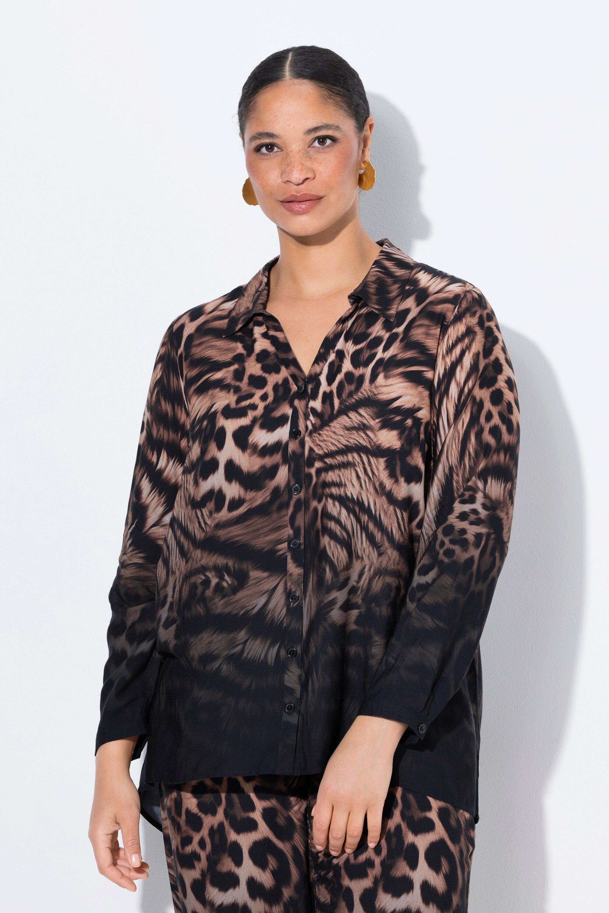 MIAMODA Longbluse Bluse längere A-Linie Leo-Patchmuster günstig online kaufen
