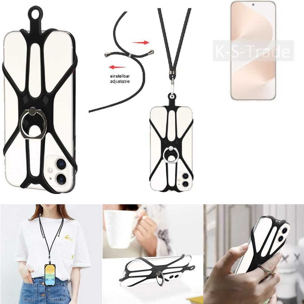 K-S-Trade Handyhülle für Huawei Pura 80 Pro, 3in1 Handykette Handyband Handykordel Halsband Smartphone-Ring