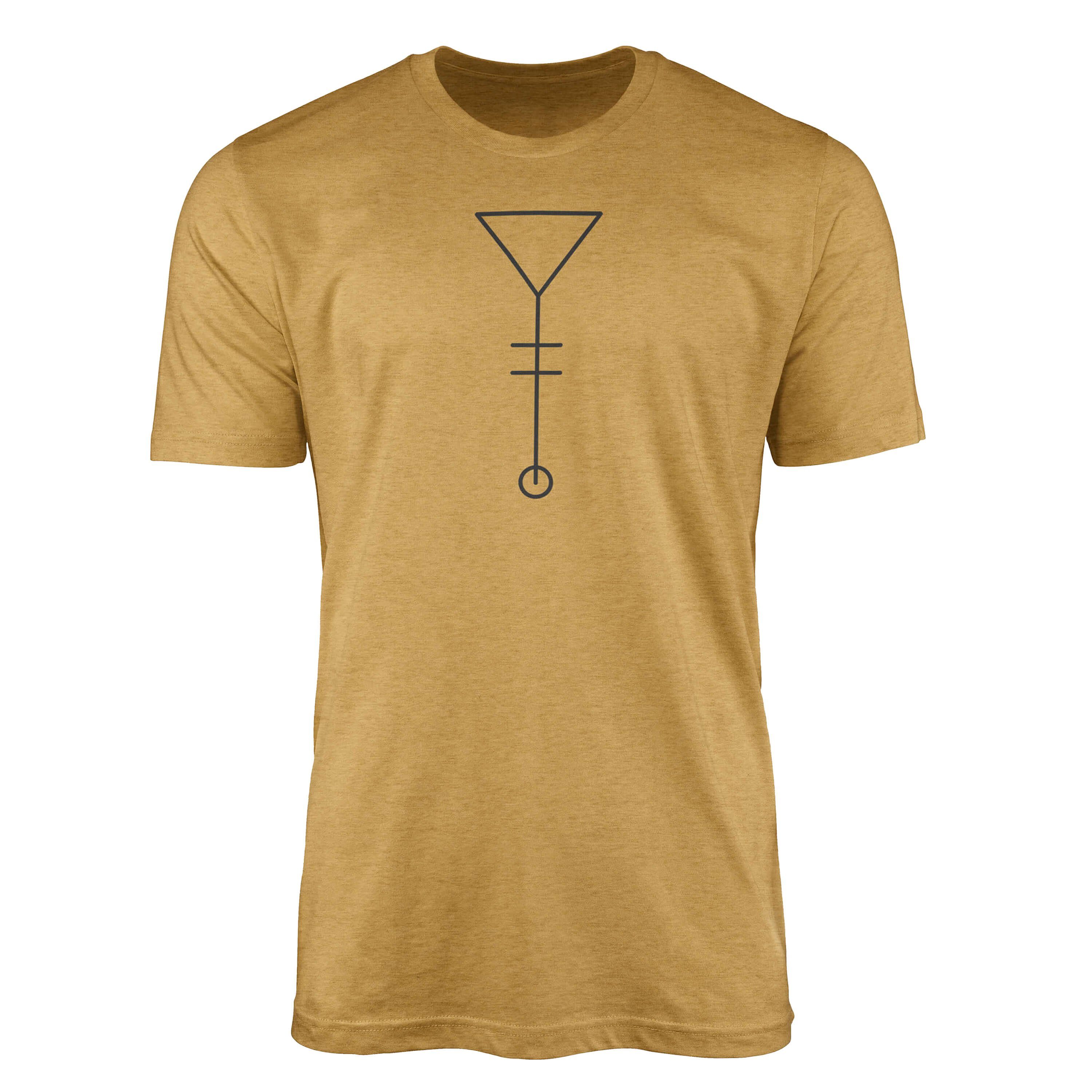 Sinus Art T-Shirt Premium T-Shirt Alchemy Serie Symbole angenehmer Tragekomfort feine Struktur No.0024 Antique Gold