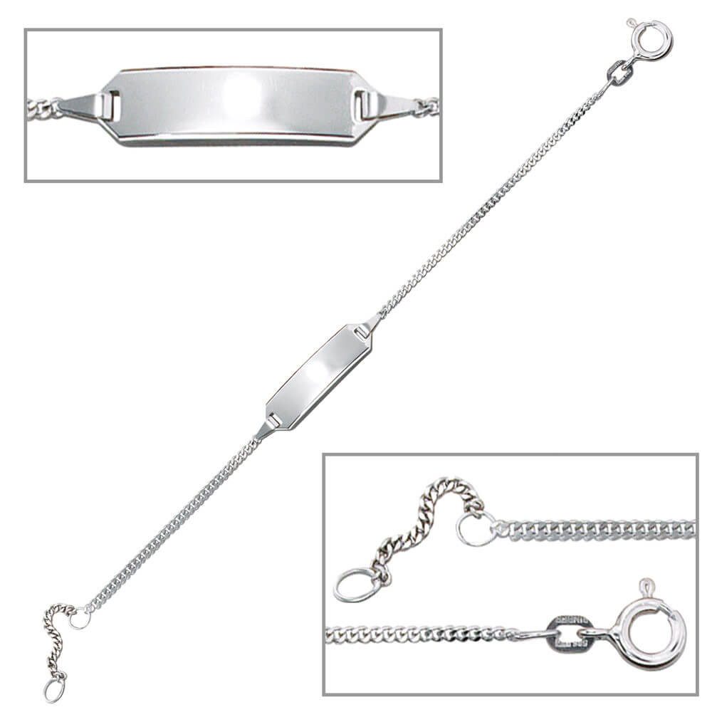 Schmuck Krone Goldarmband Schildband, 585 Weißgold, Kinder, 14cm, Gold 585
