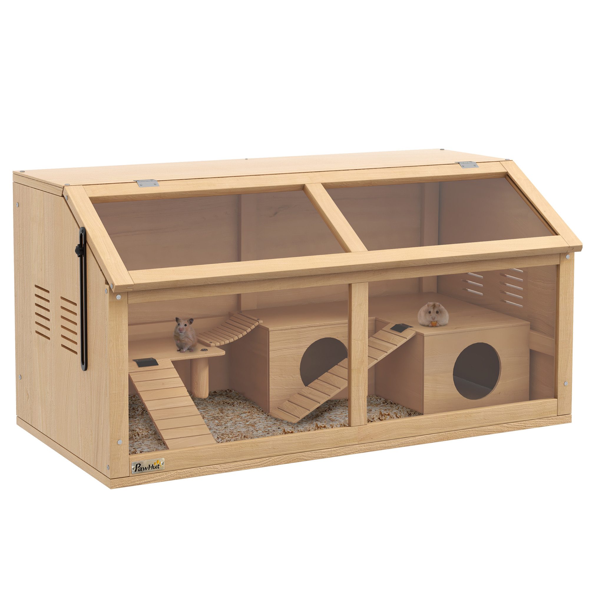 Kleintierkäfig Hamsterkäfig aus Holz, mit Leitern, naturholz