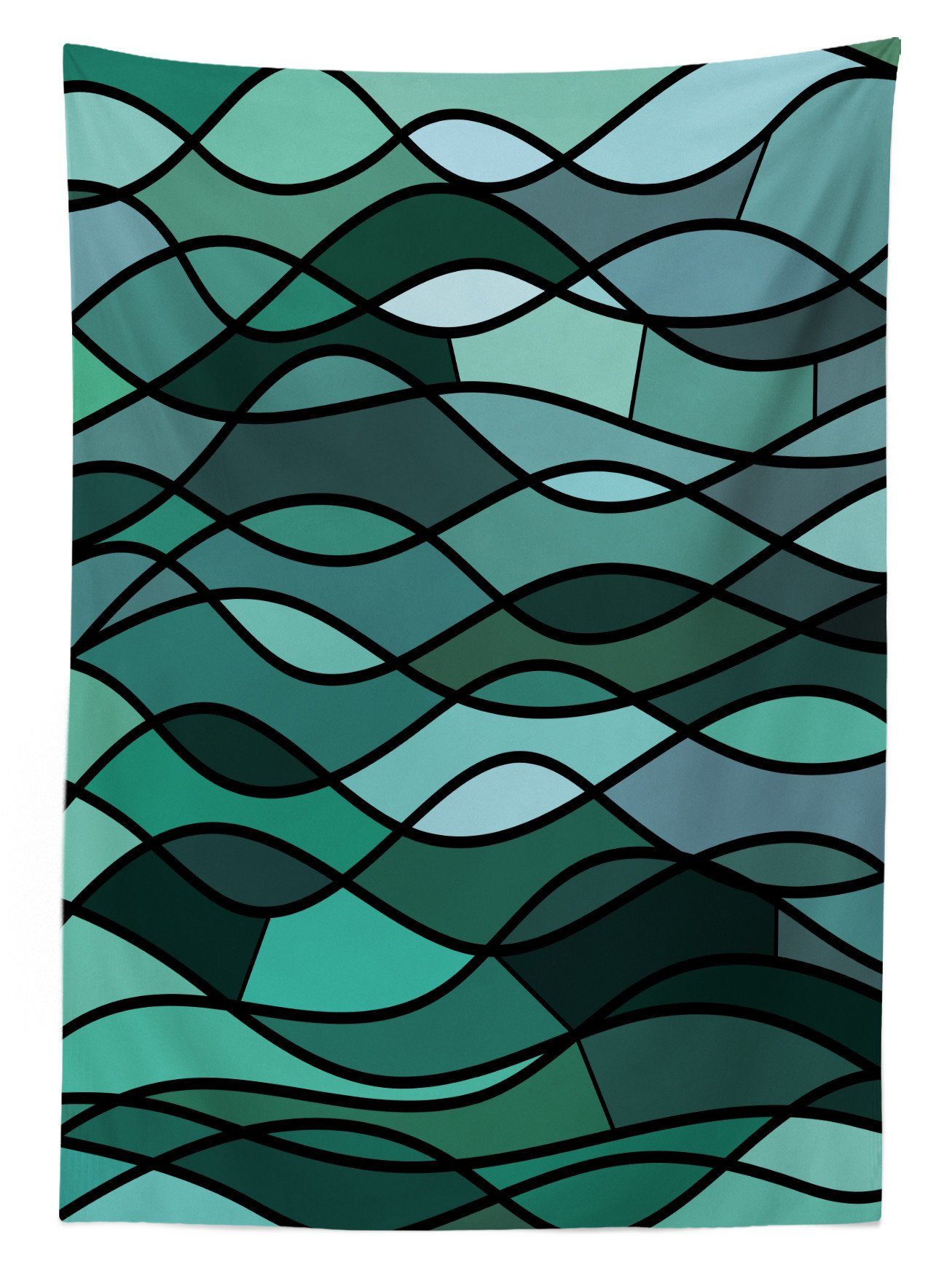 Klare Farben, Tischdecke den Bereich Abakuhaus Sea Außen Mosaic Waves inspiriert geeignet Teal Für Waschbar Farbfest
