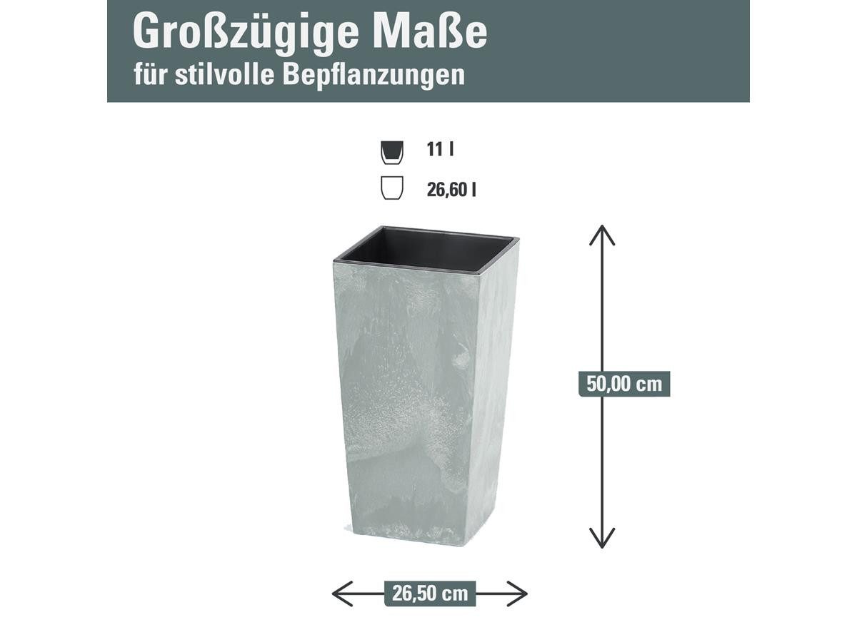 Prosperplast Blumentopf Urbi Square Beton Effect, inkl. Pflanzeinsatz